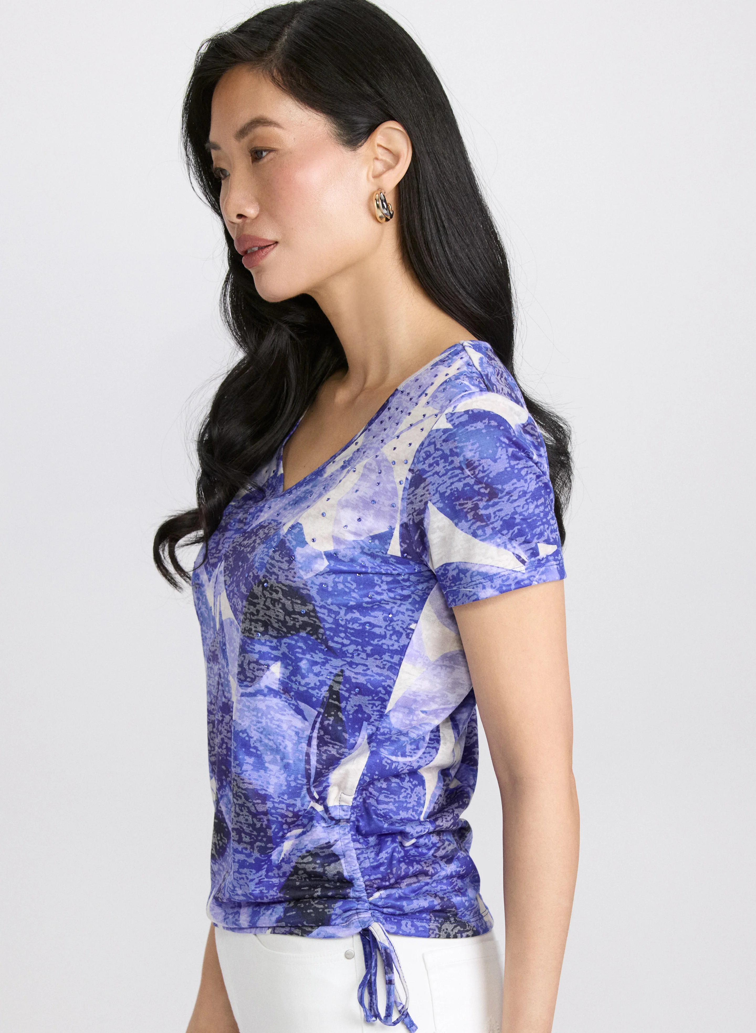 Embellished Leaf Print T-Shirt - Image 5