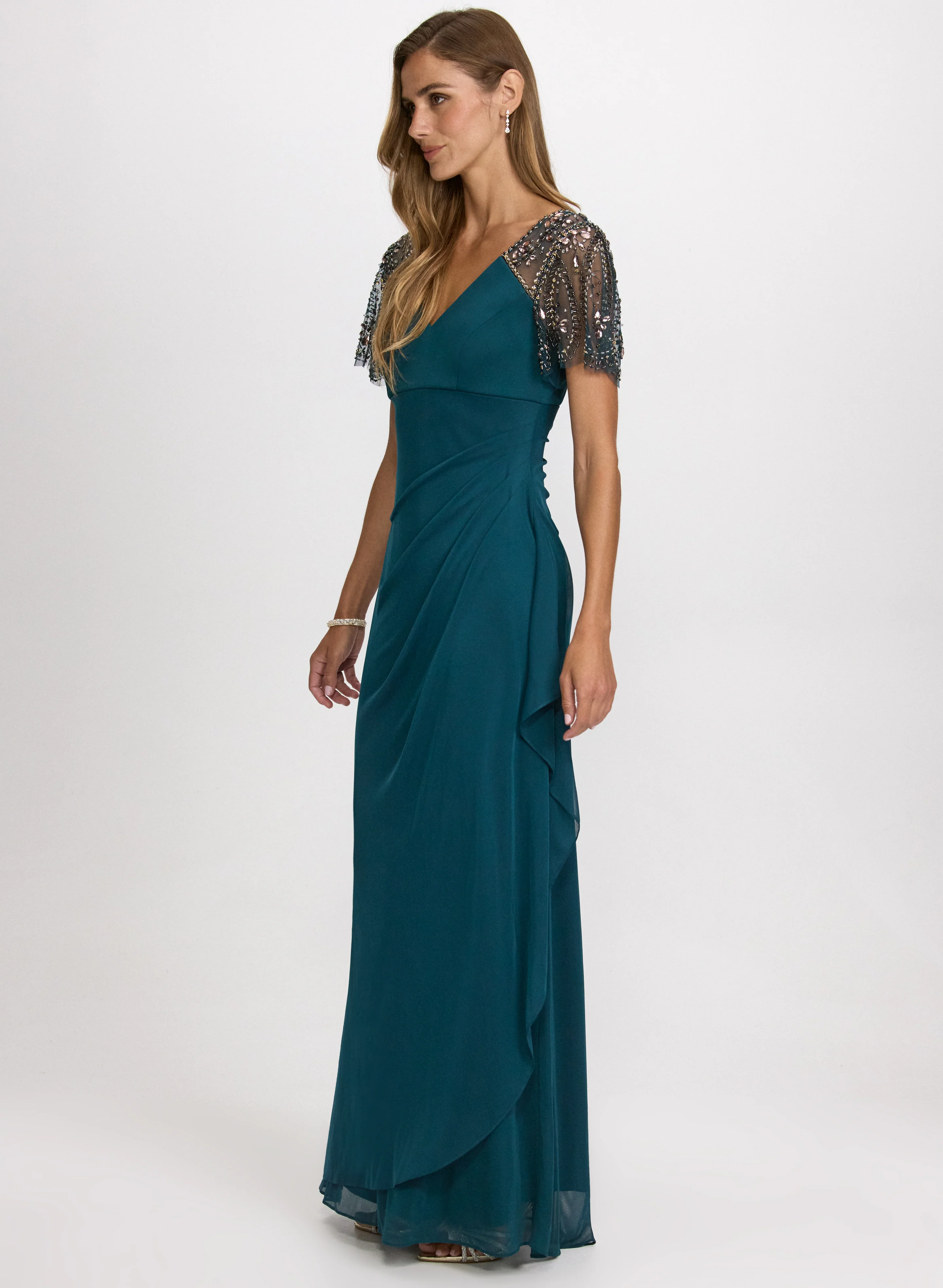 Embellished Mesh Sleeve Dress - Image 2