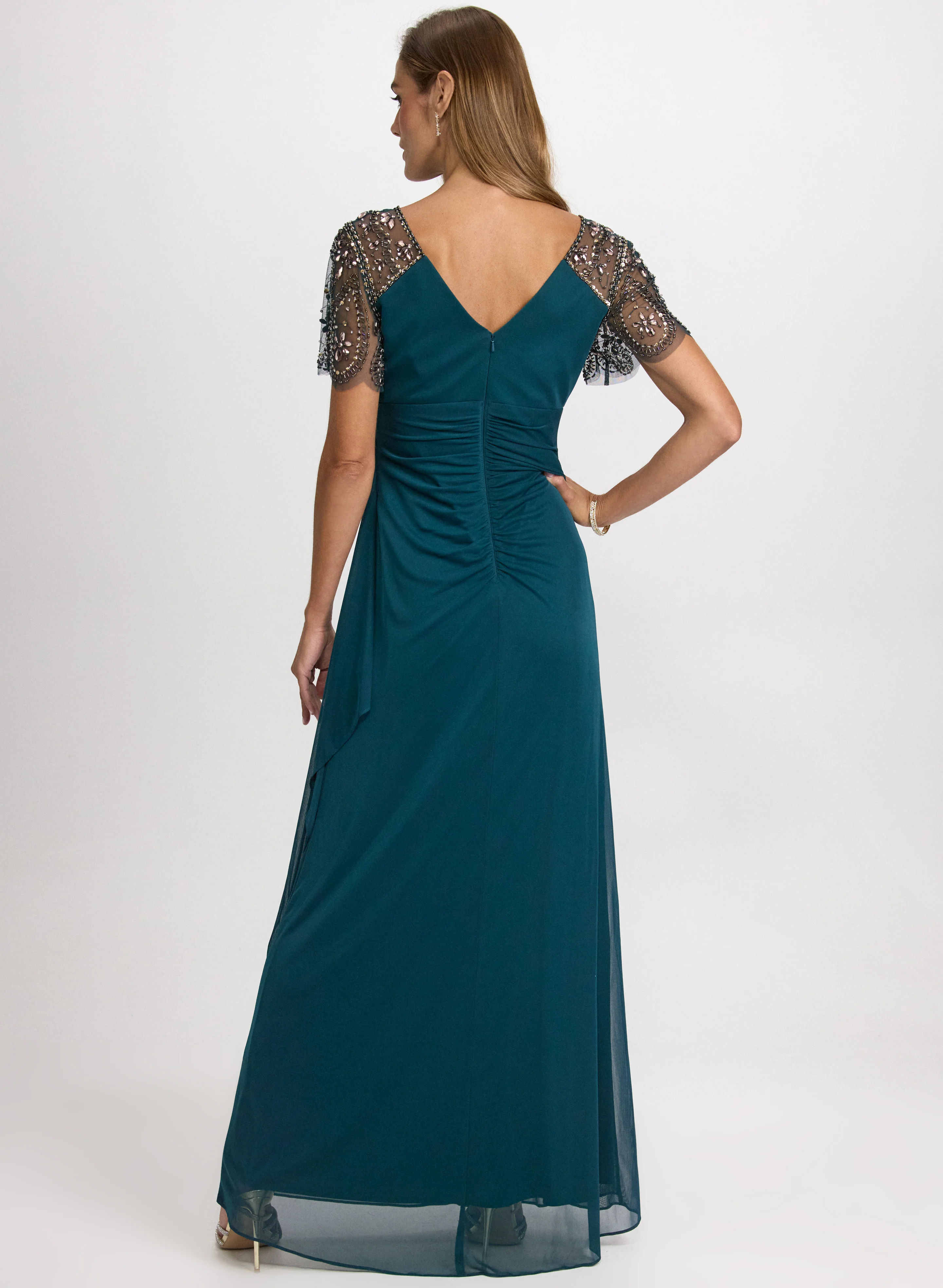 Embellished Mesh Sleeve Dress - Image 3