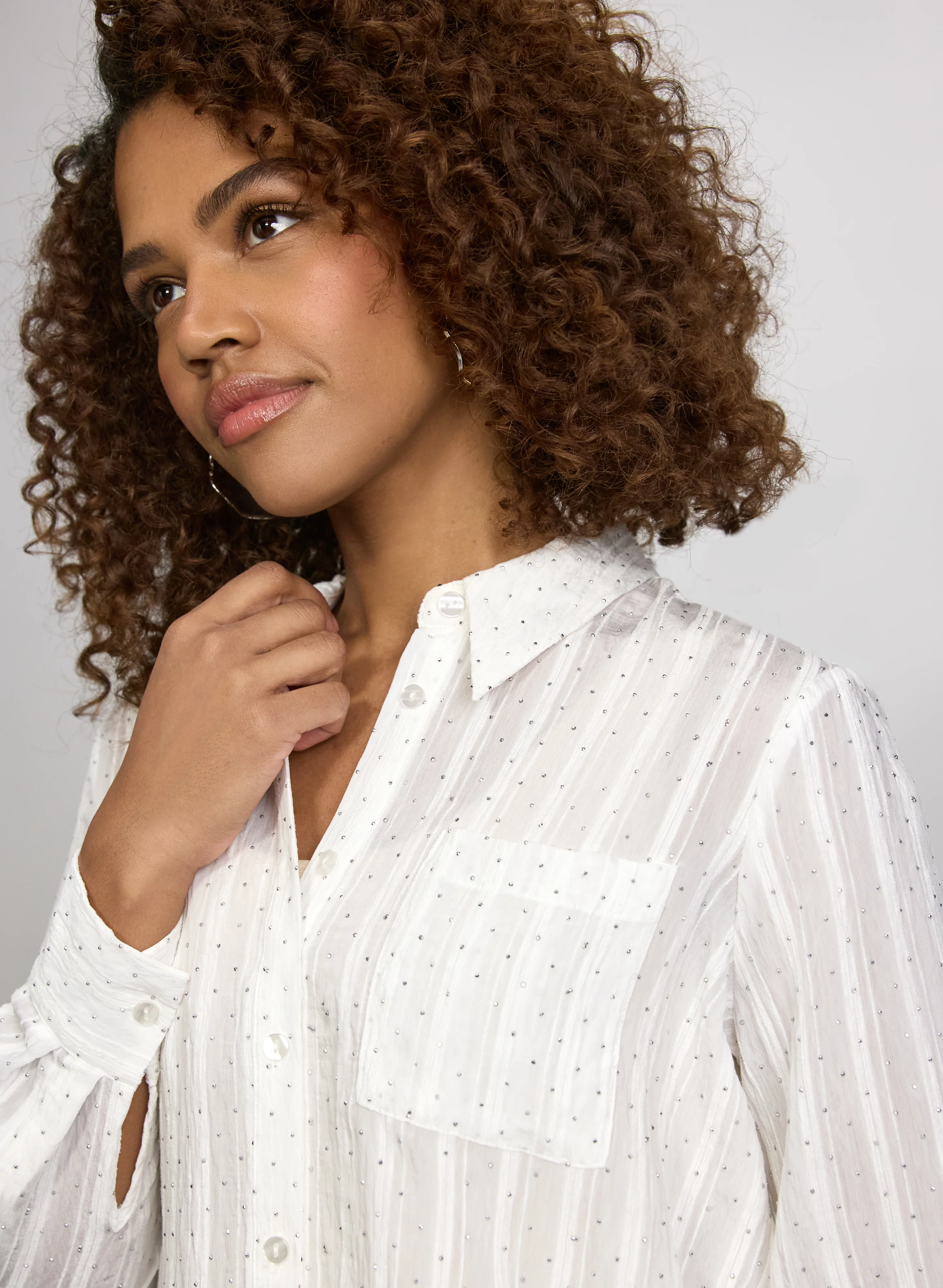 Embellished Shadow Stripe Blouse - Image 2