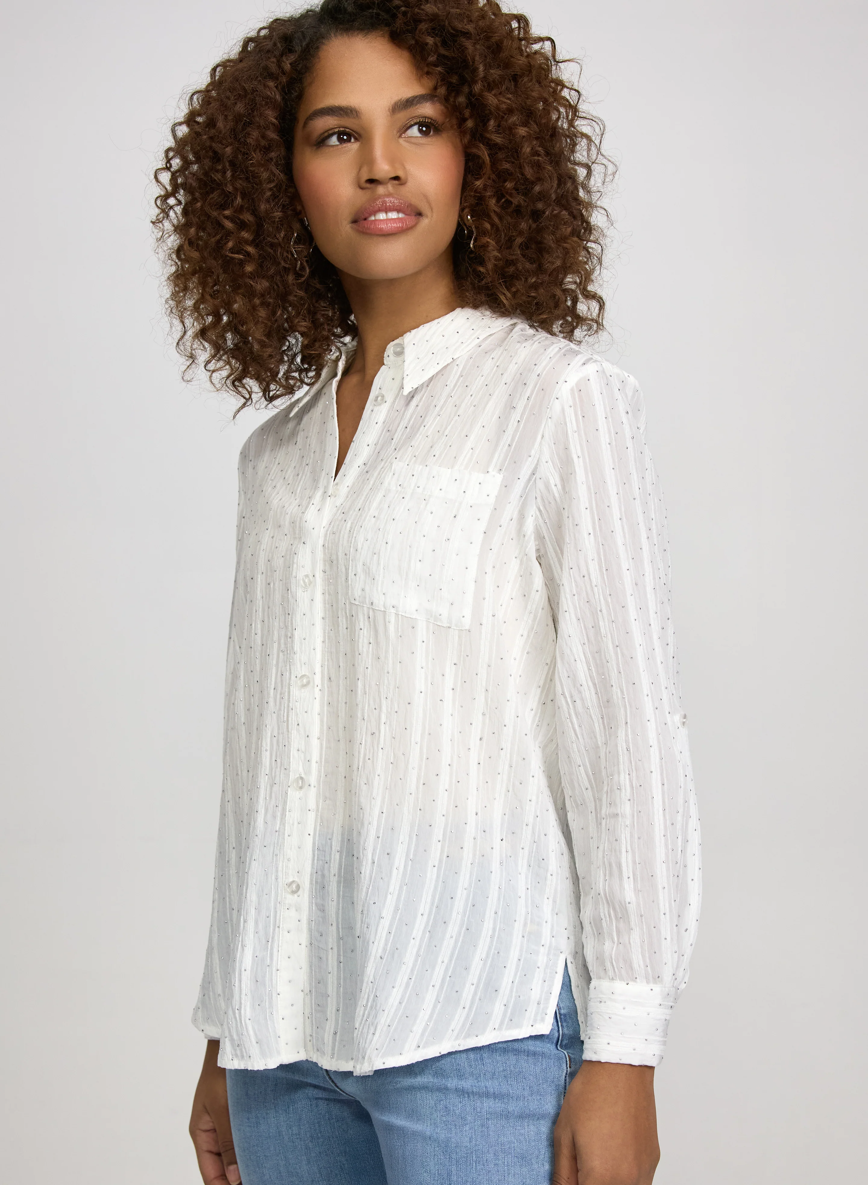 Embellished Shadow Stripe Blouse - Image 5