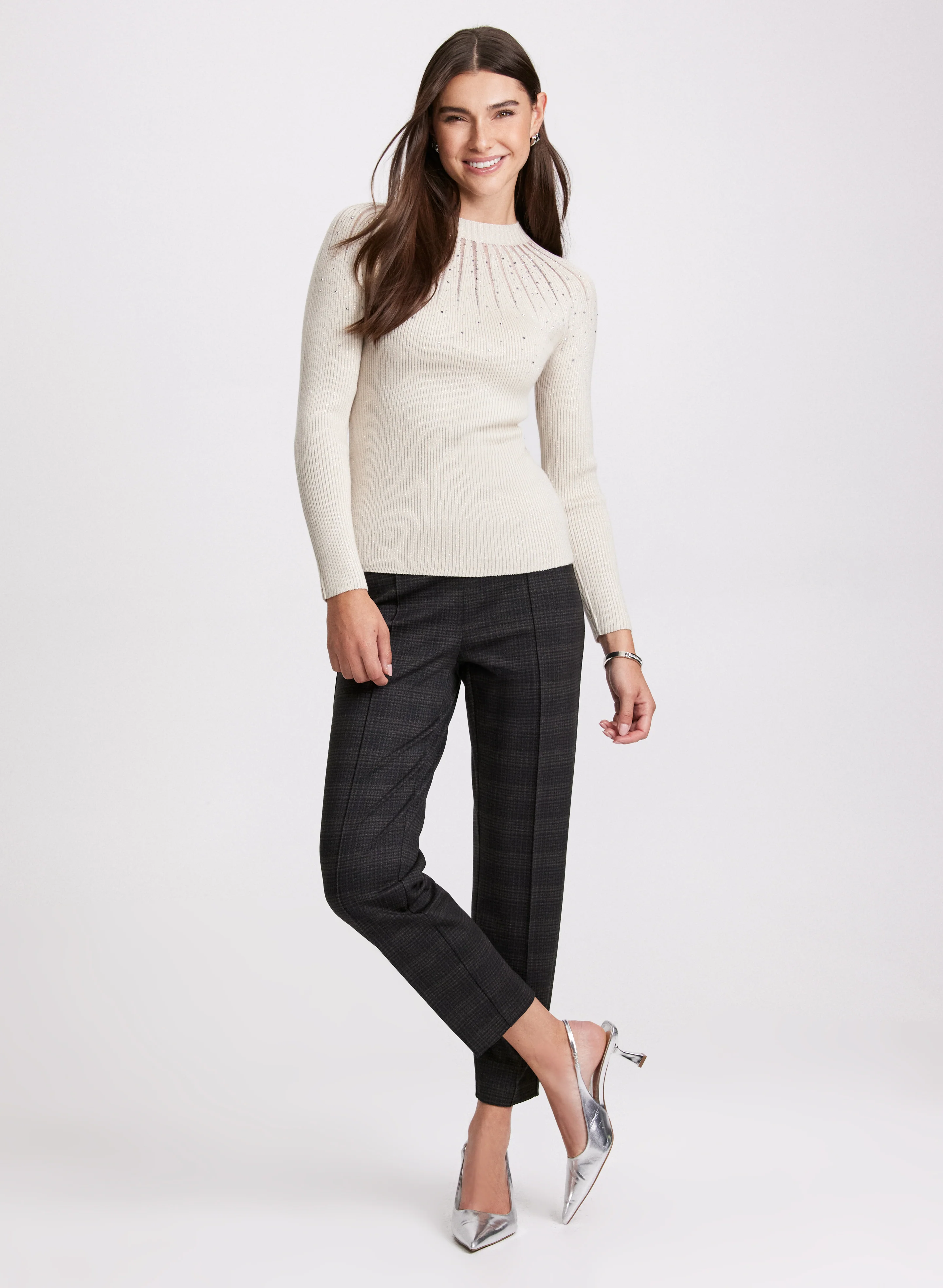 Embellished Sheer Insert Sweater - Image 3