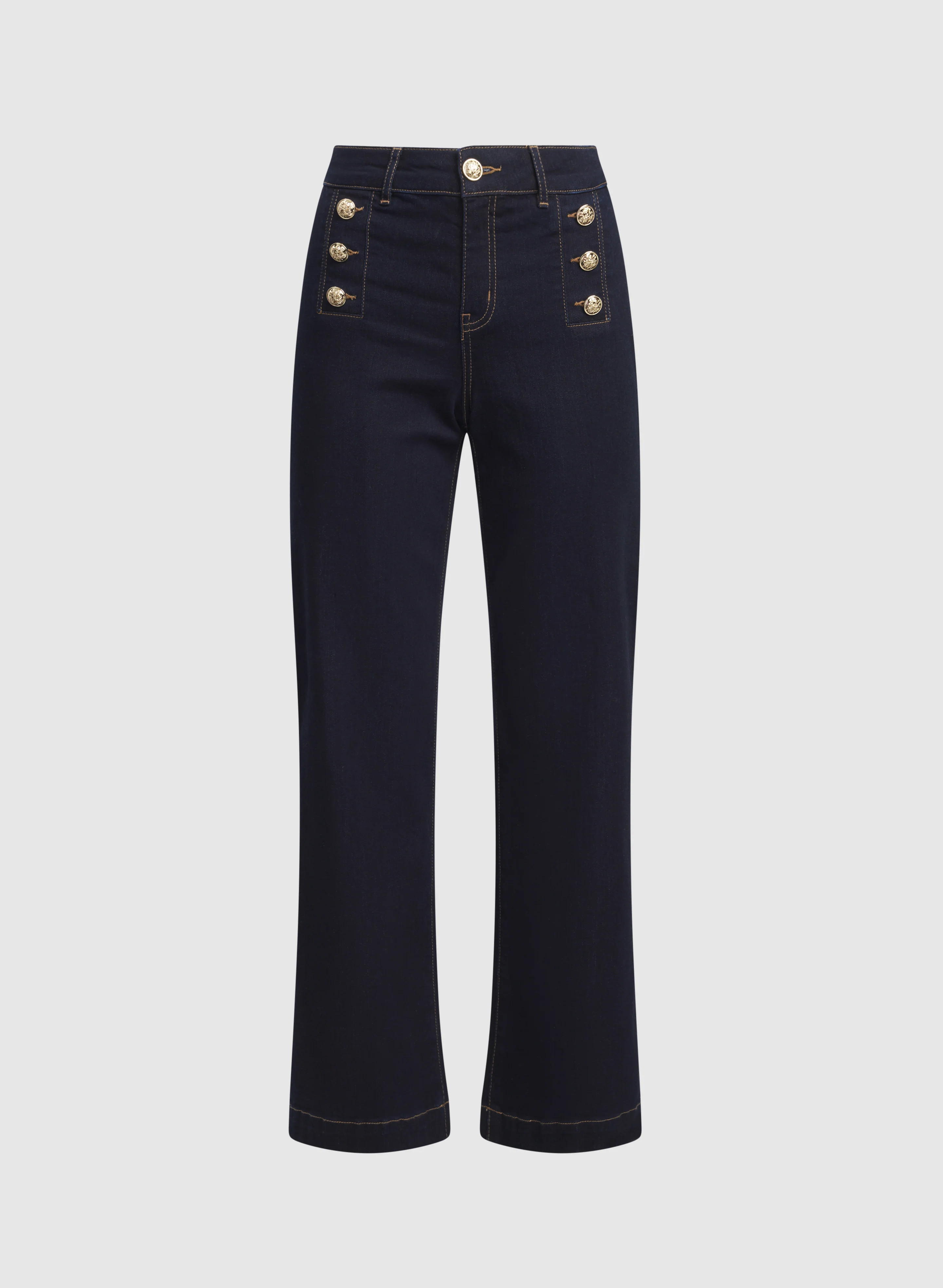 Embossed Button Detail Jeans - Image 7