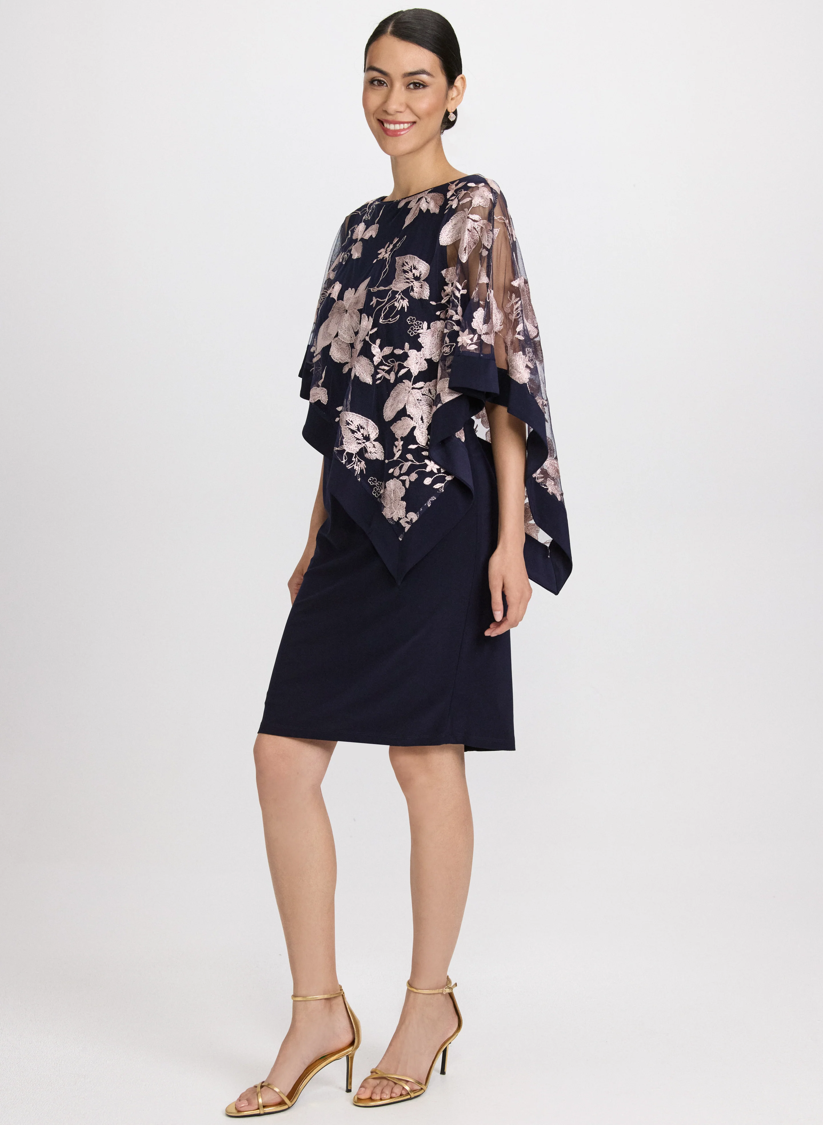 Embroidered Poncho & Jersey Dress - Image 2