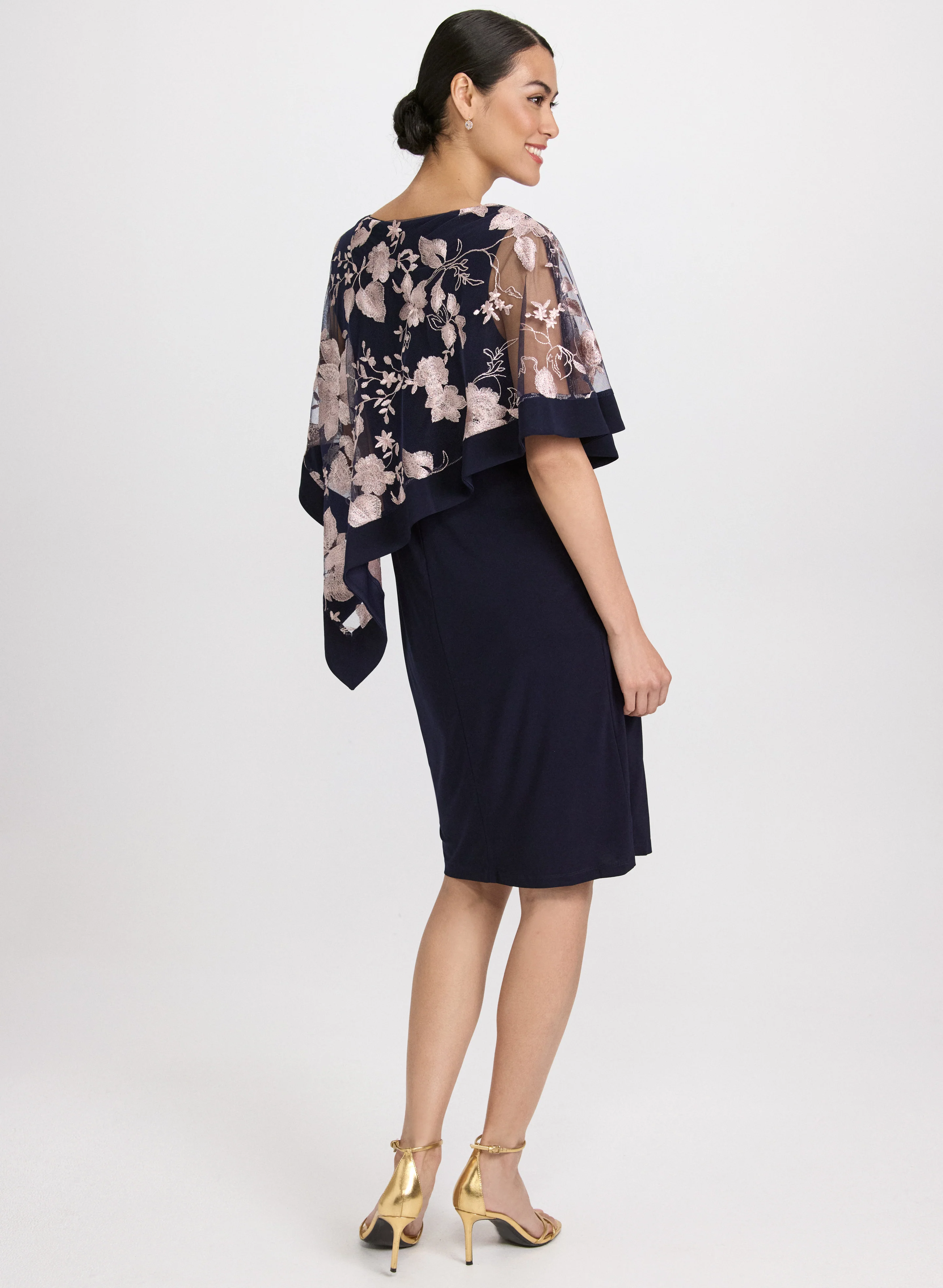 Embroidered Poncho & Jersey Dress - Image 3