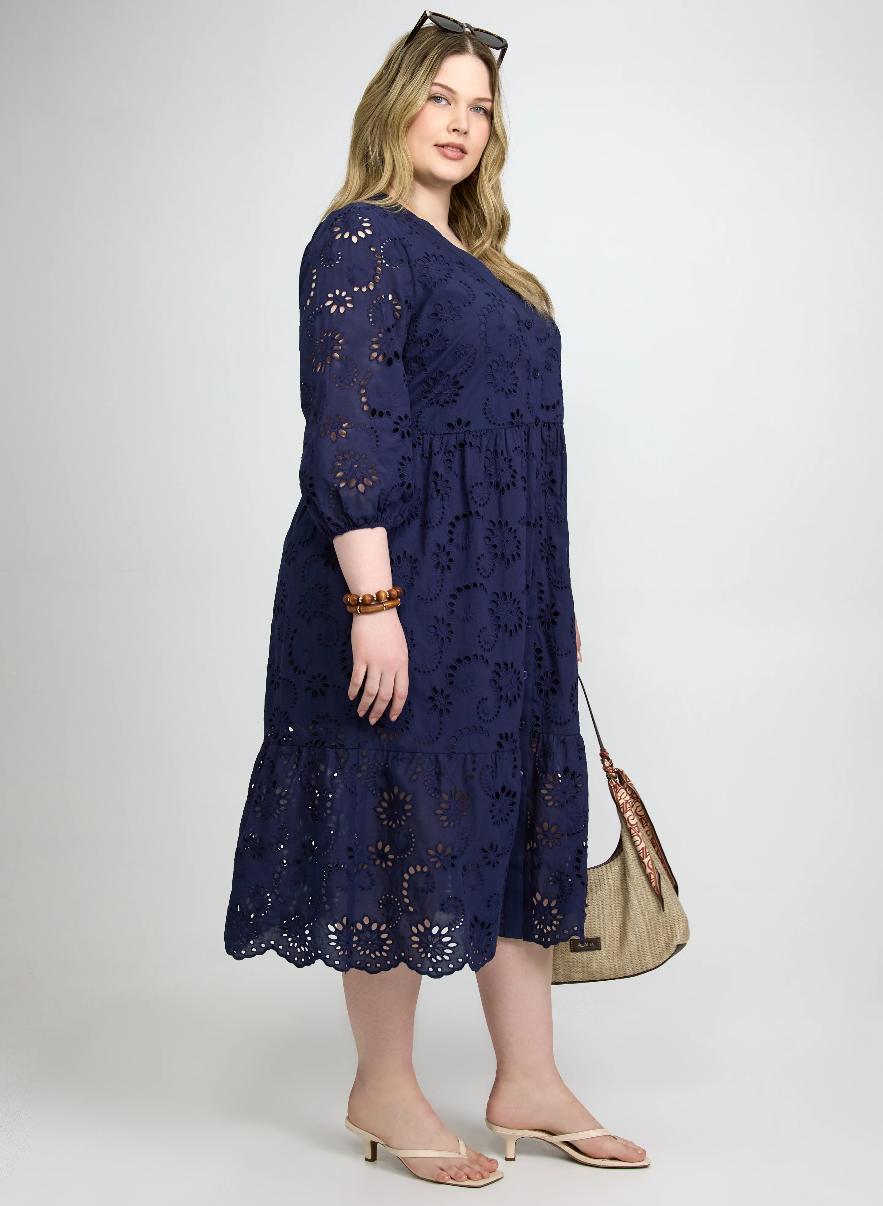 Embroidered Button-Down Midi Dress - Image 2