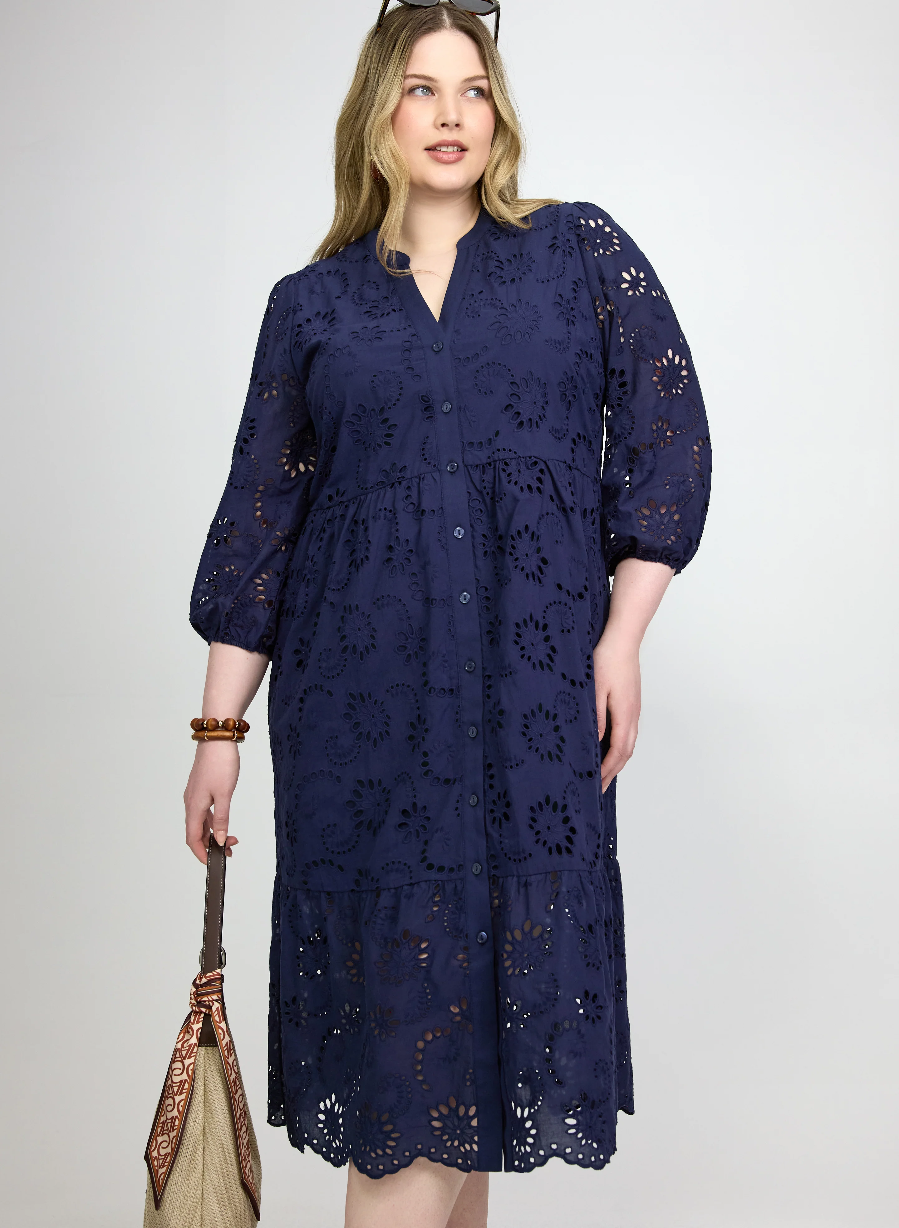Embroidered Button-Down Midi Dress - Image 4