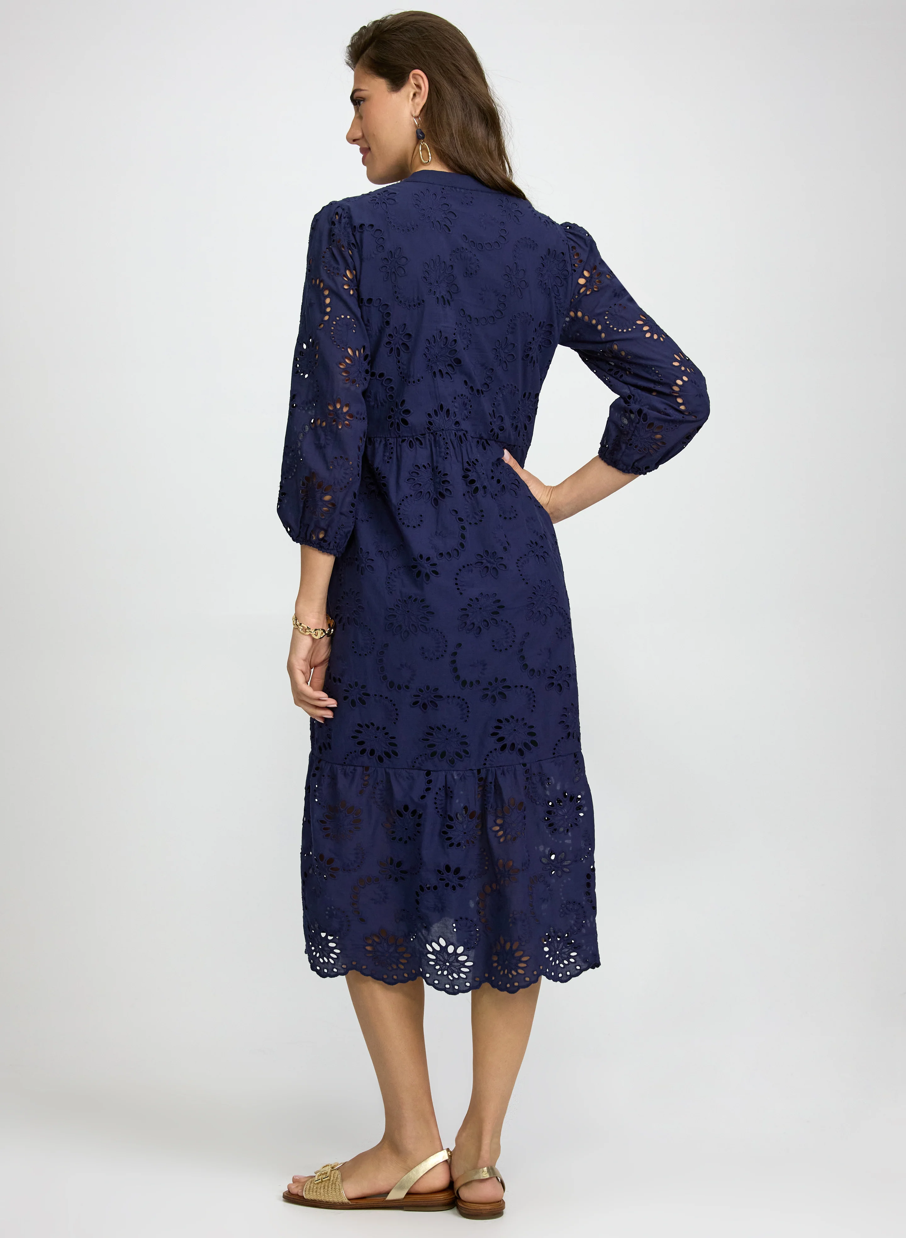 Embroidered Button-Down Midi Dress - Image 4