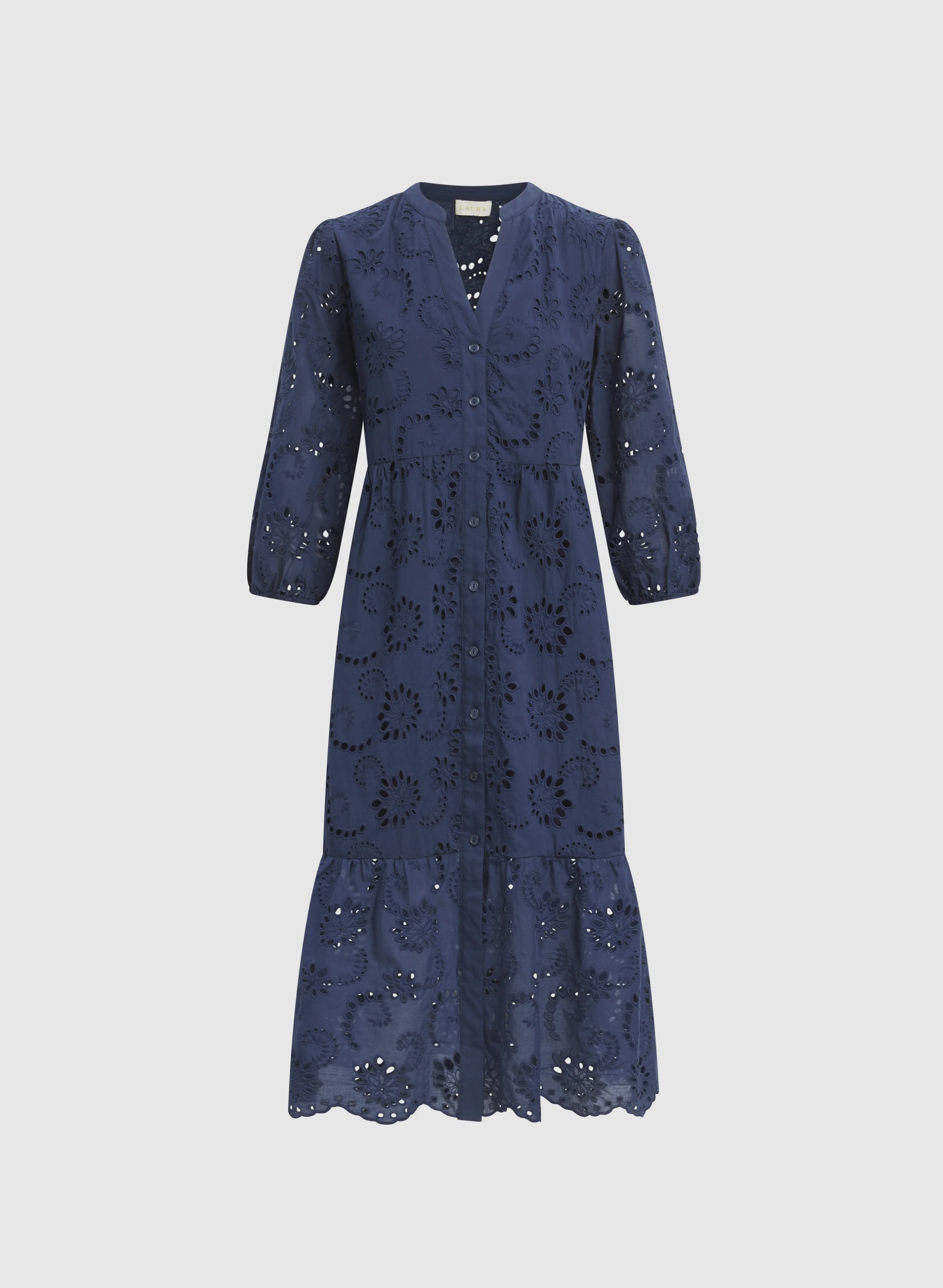 Embroidered Button-Down Midi Dress - Image 5