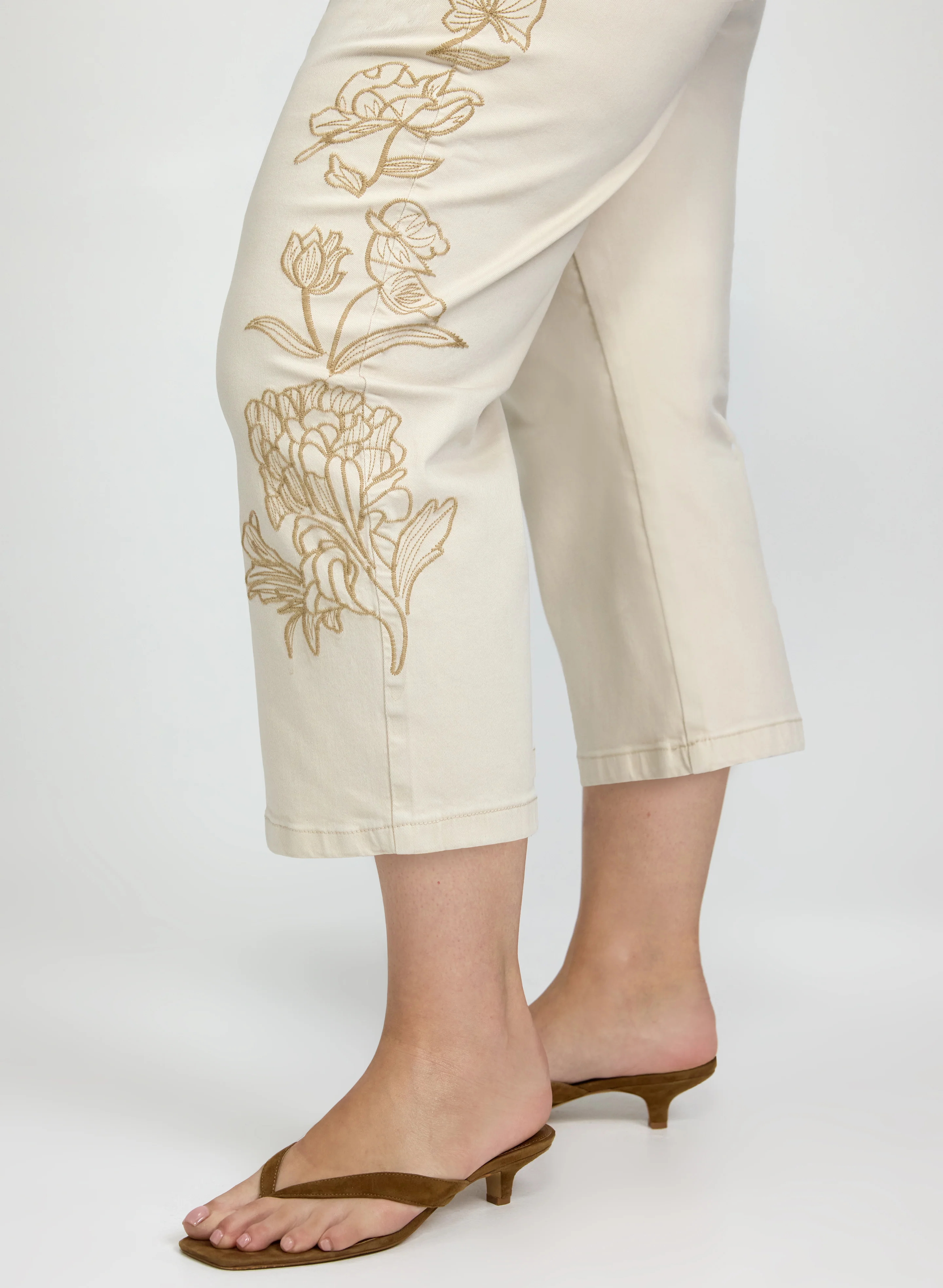 Embroidered Denim Capris - Image 5