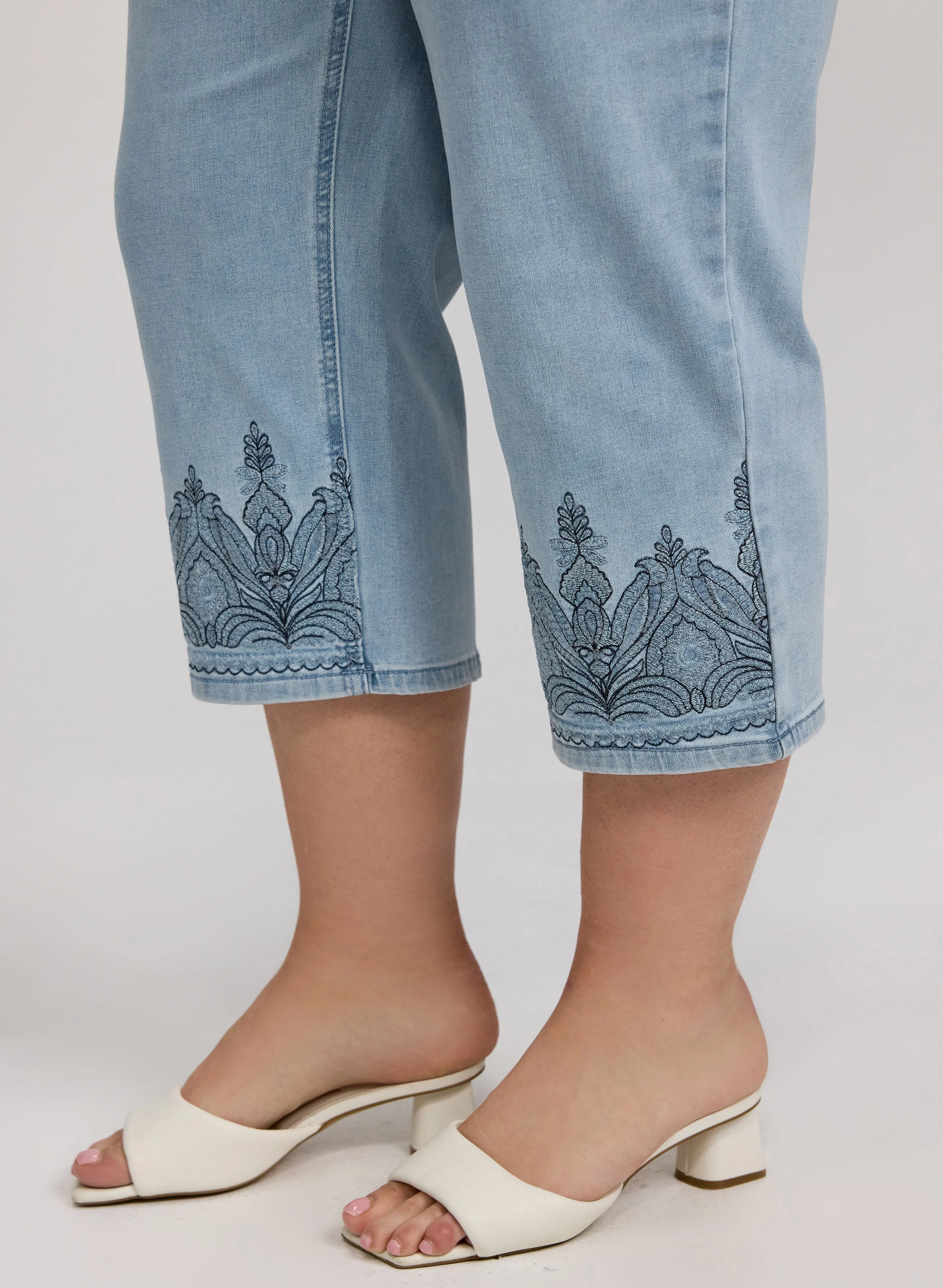 Embroidered Denim Capris - Image 2