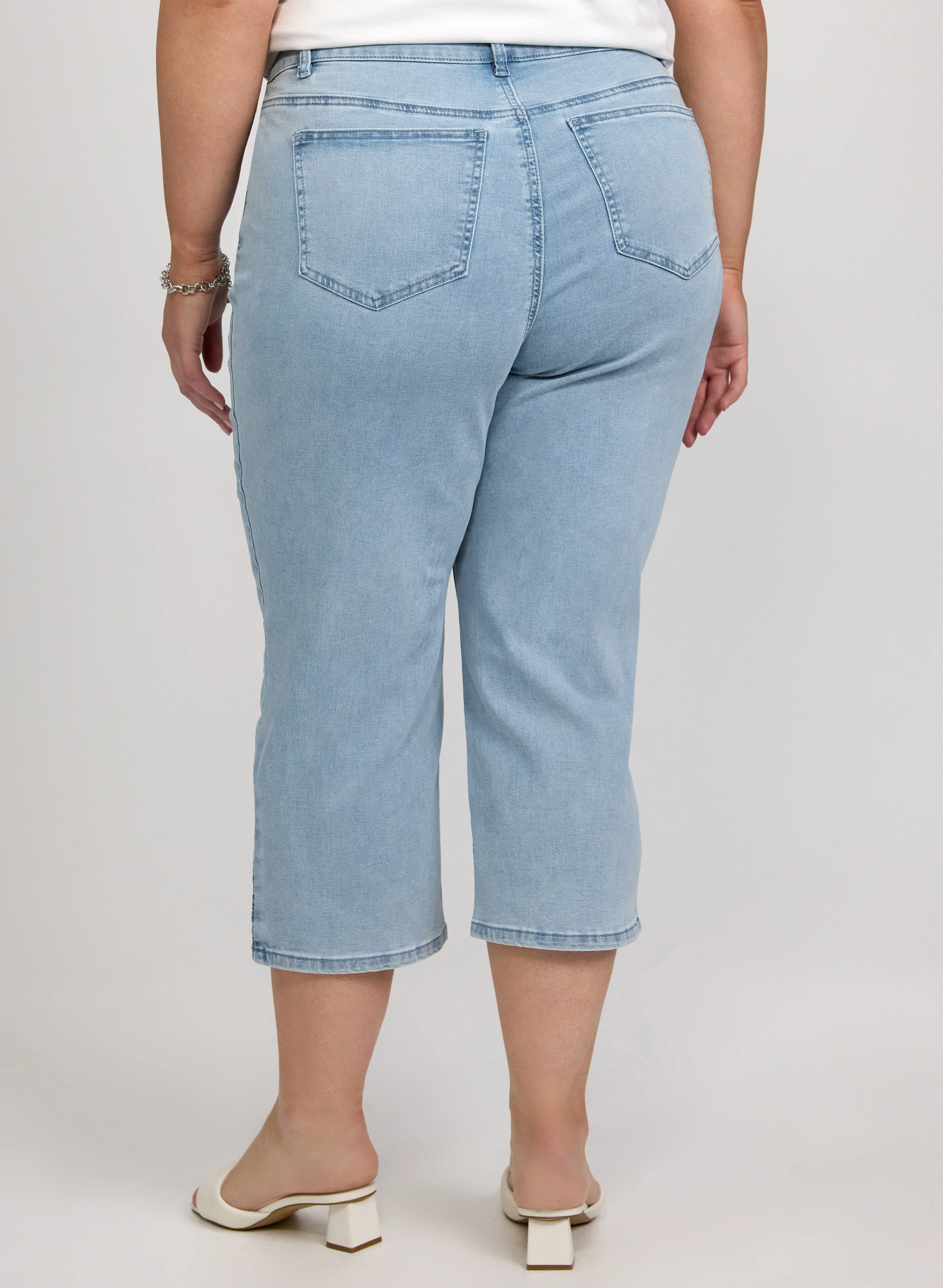 Embroidered Denim Capris - Image 4