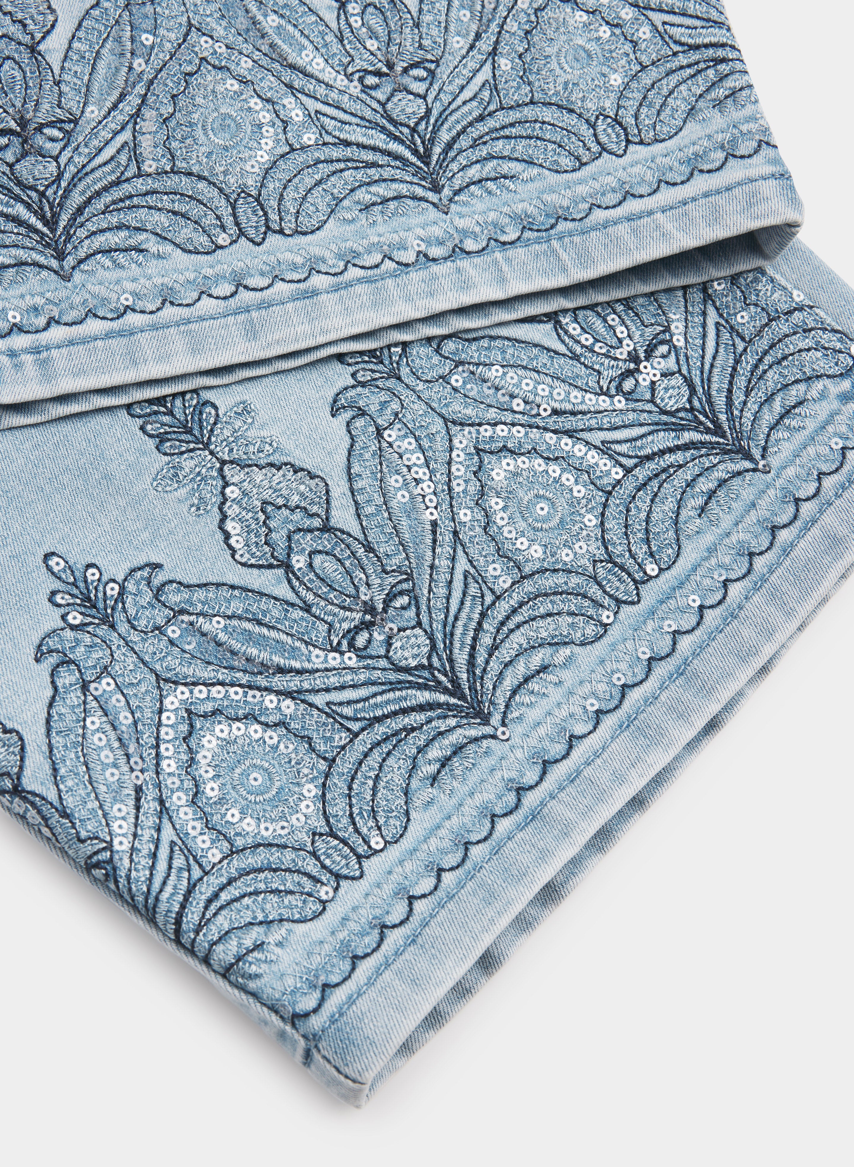 Embroidered Denim Capris - Image 7
