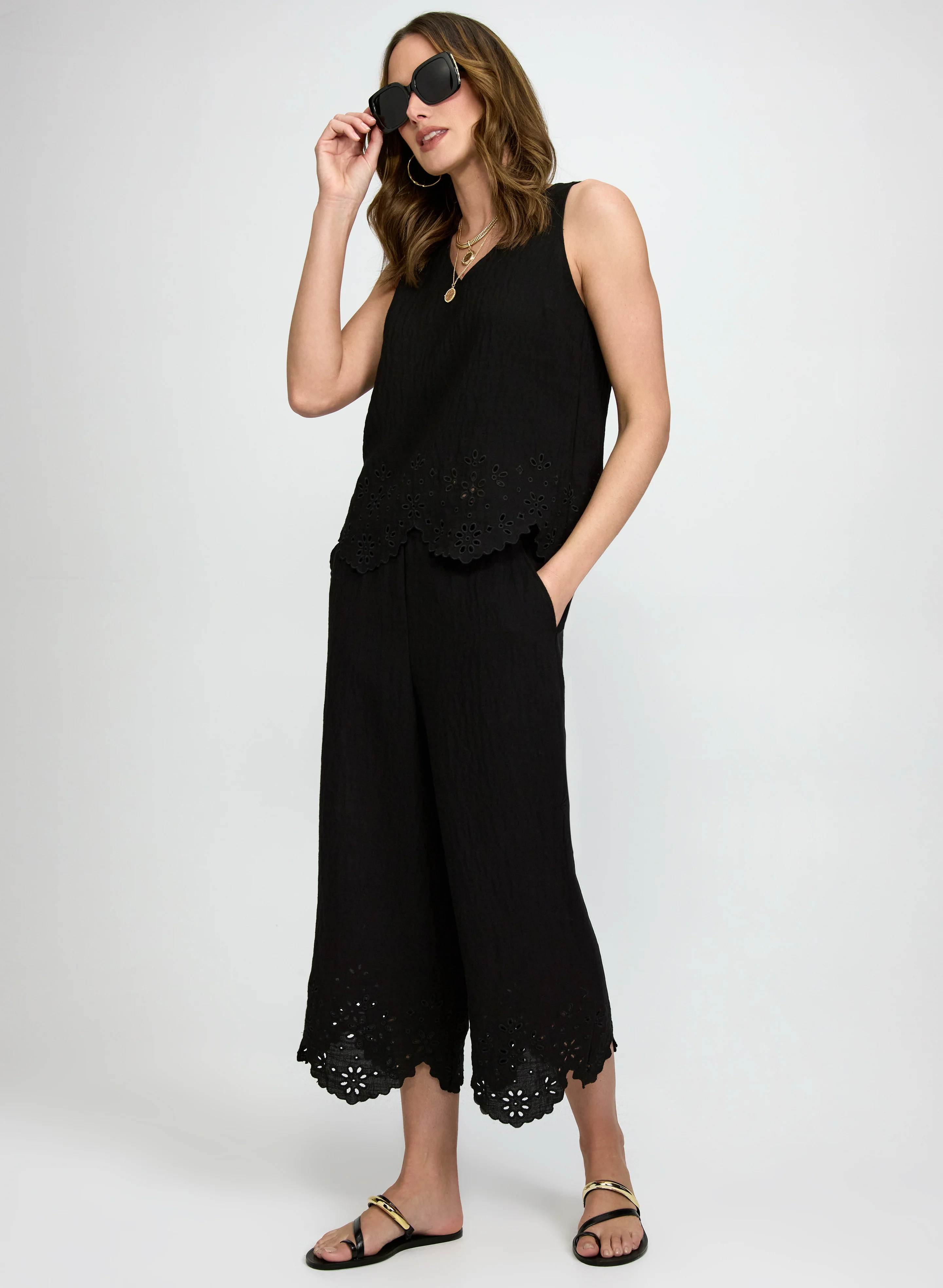 Embroidered Hem Capris - Image 7