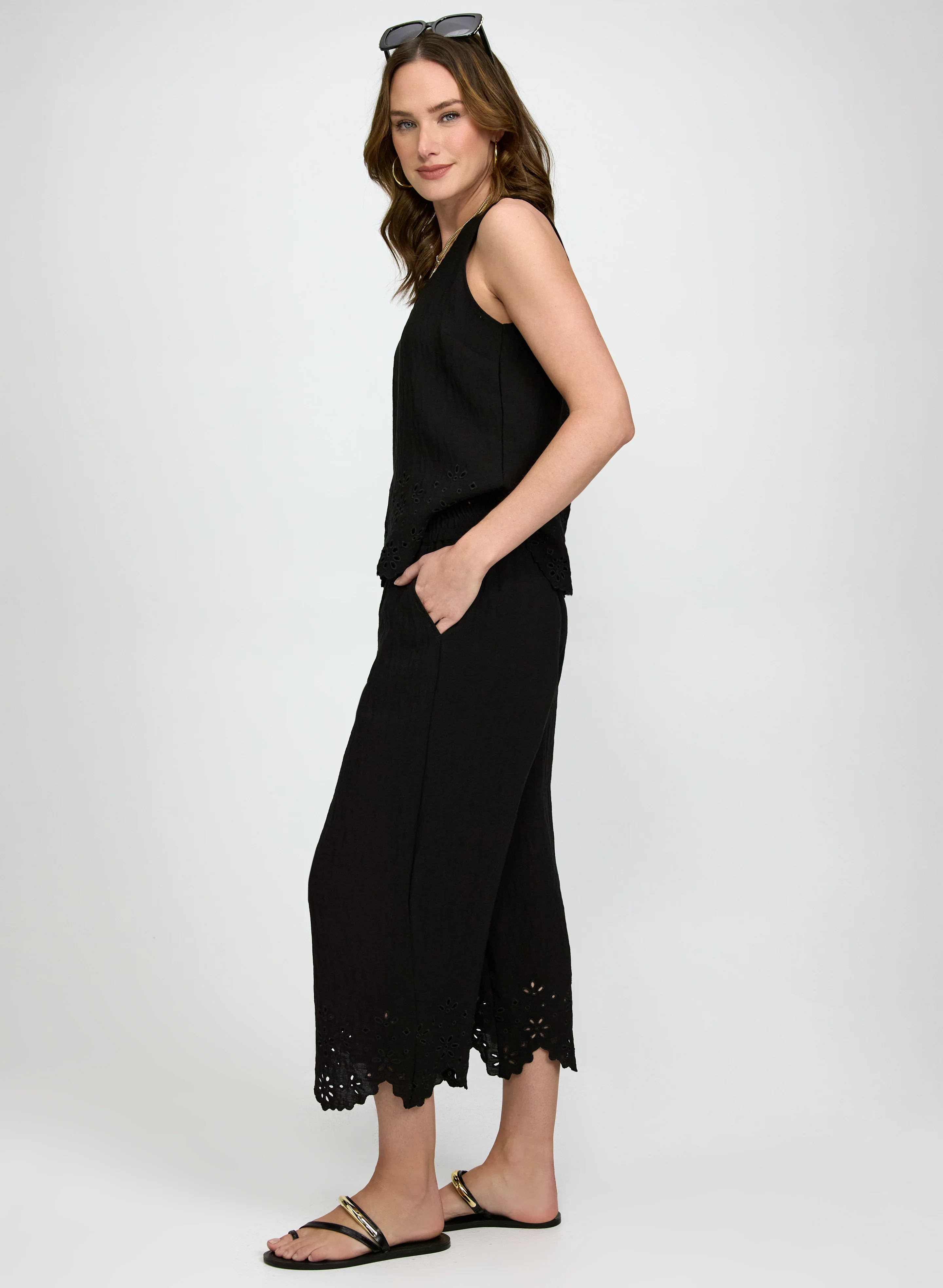 Embroidered Hem Capris - Image 8