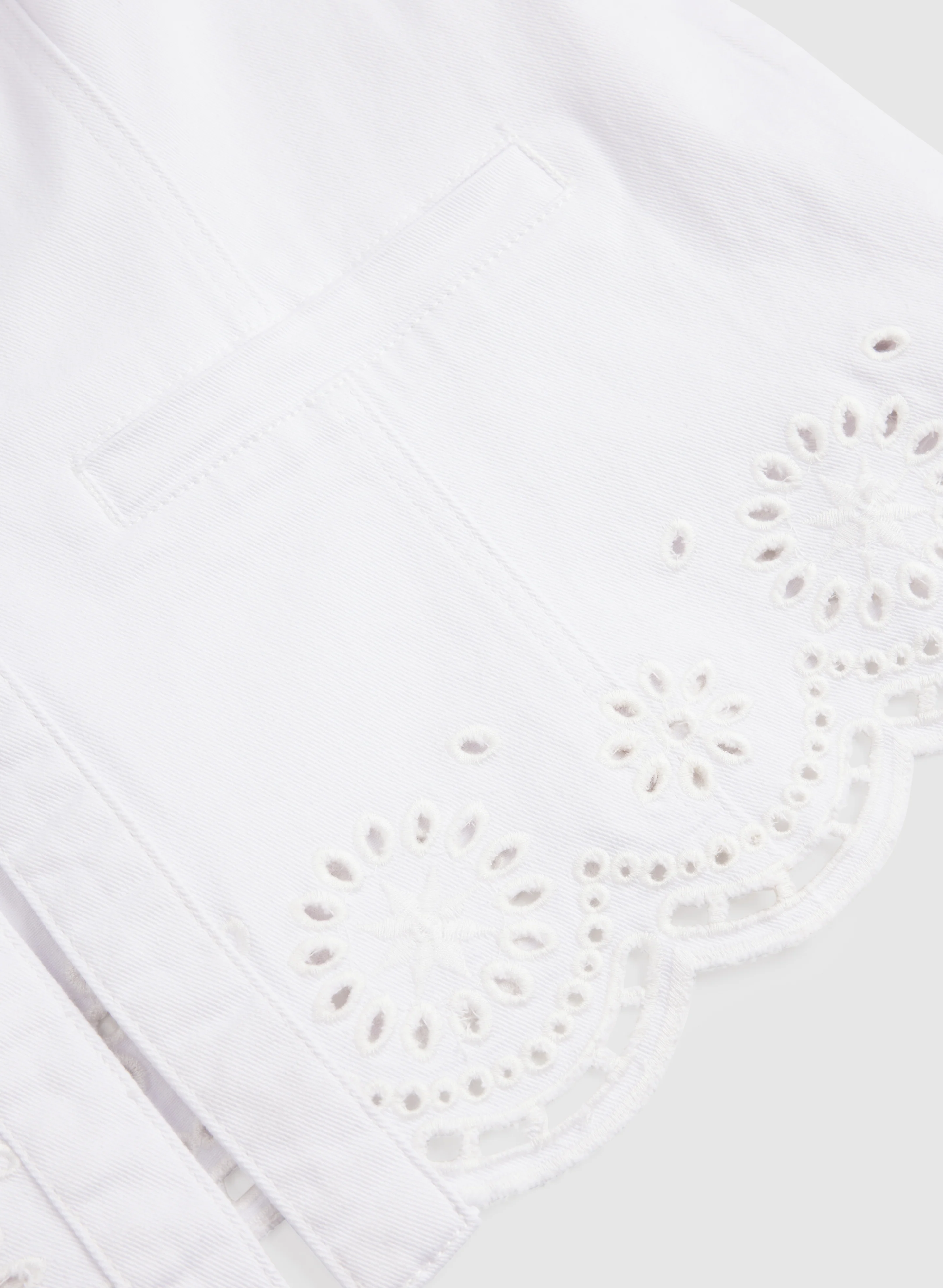 Embroidered Hem Denim Jacket - Image 7