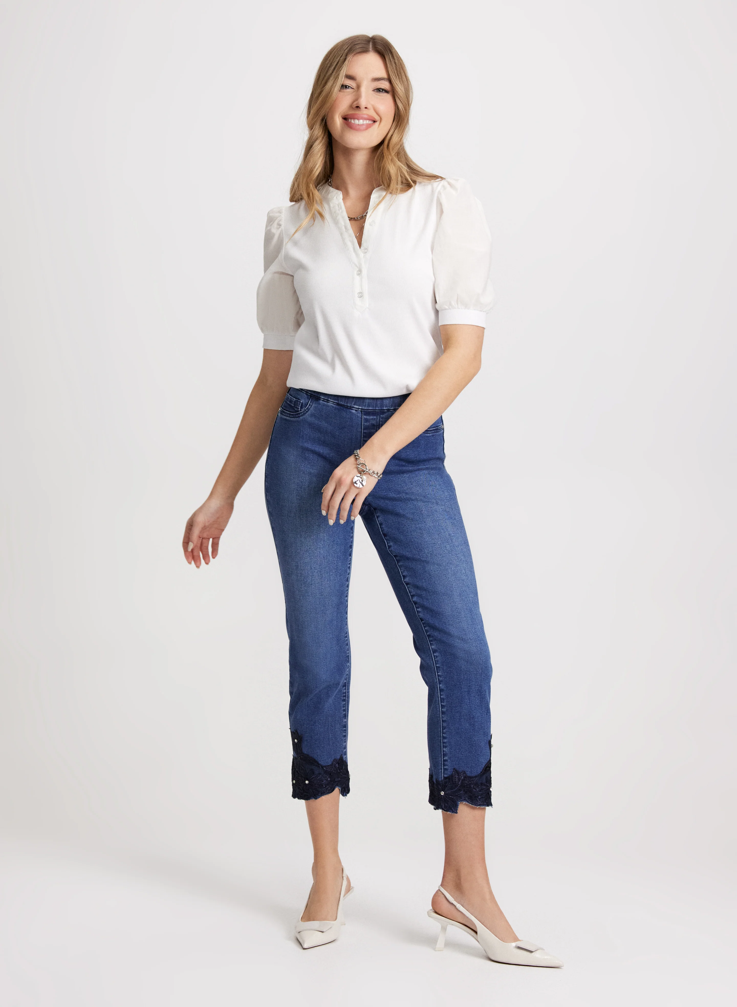 Embroidered Hem Straight Leg Jeans - Image 3