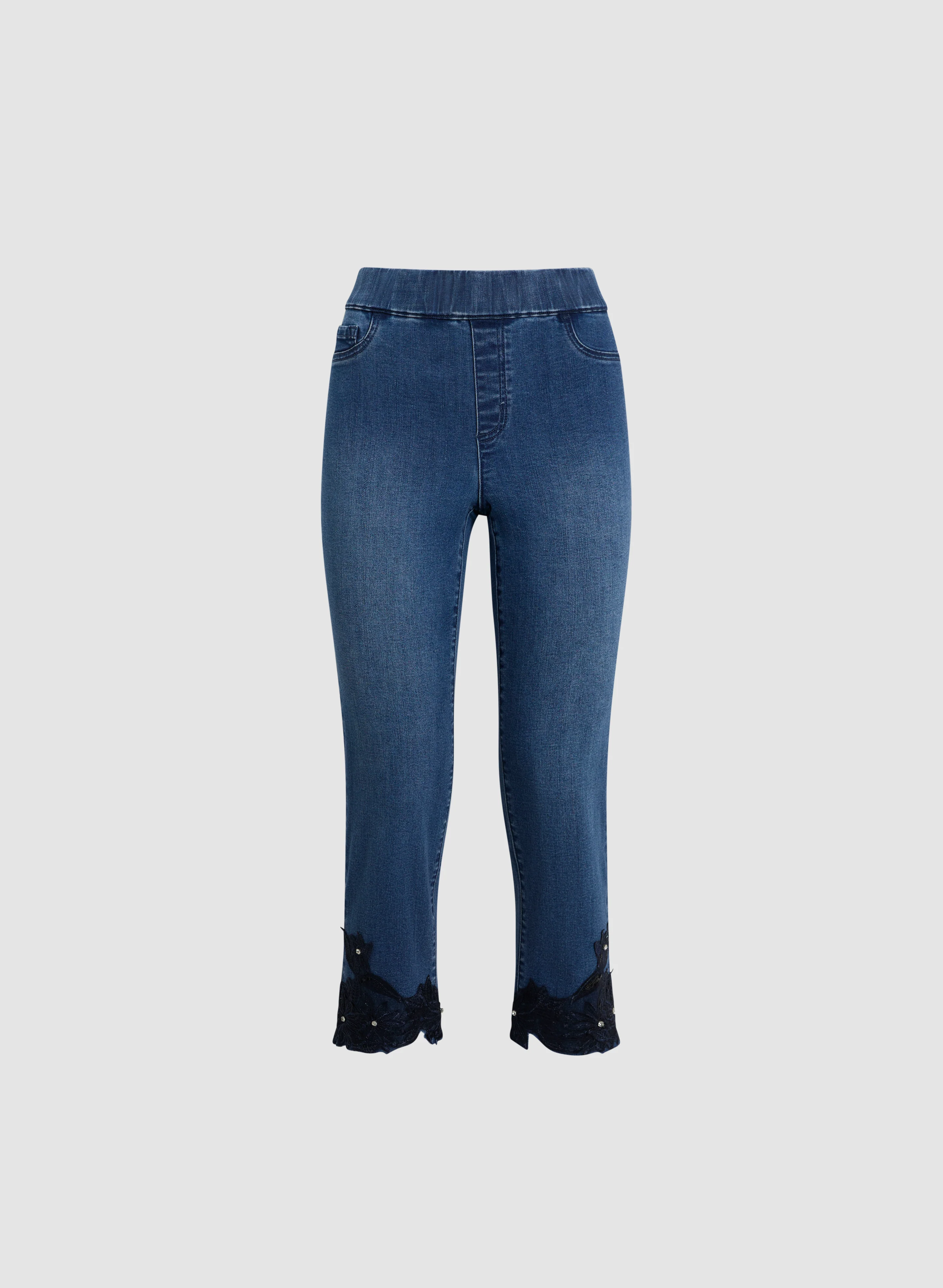 Embroidered Hem Straight Leg Jeans - Image 6
