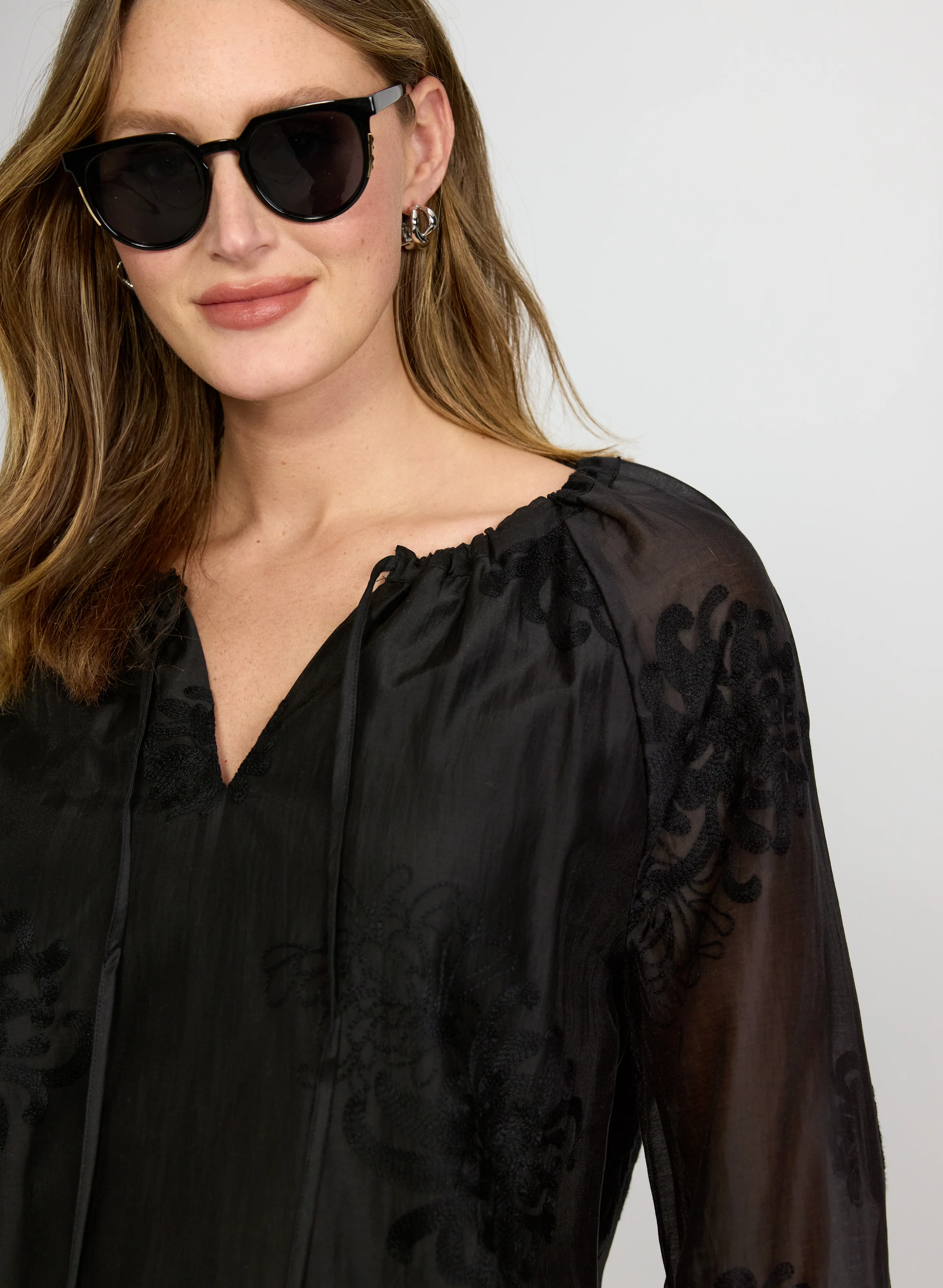 Embroidered Long Sleeve Blouse - Image 2