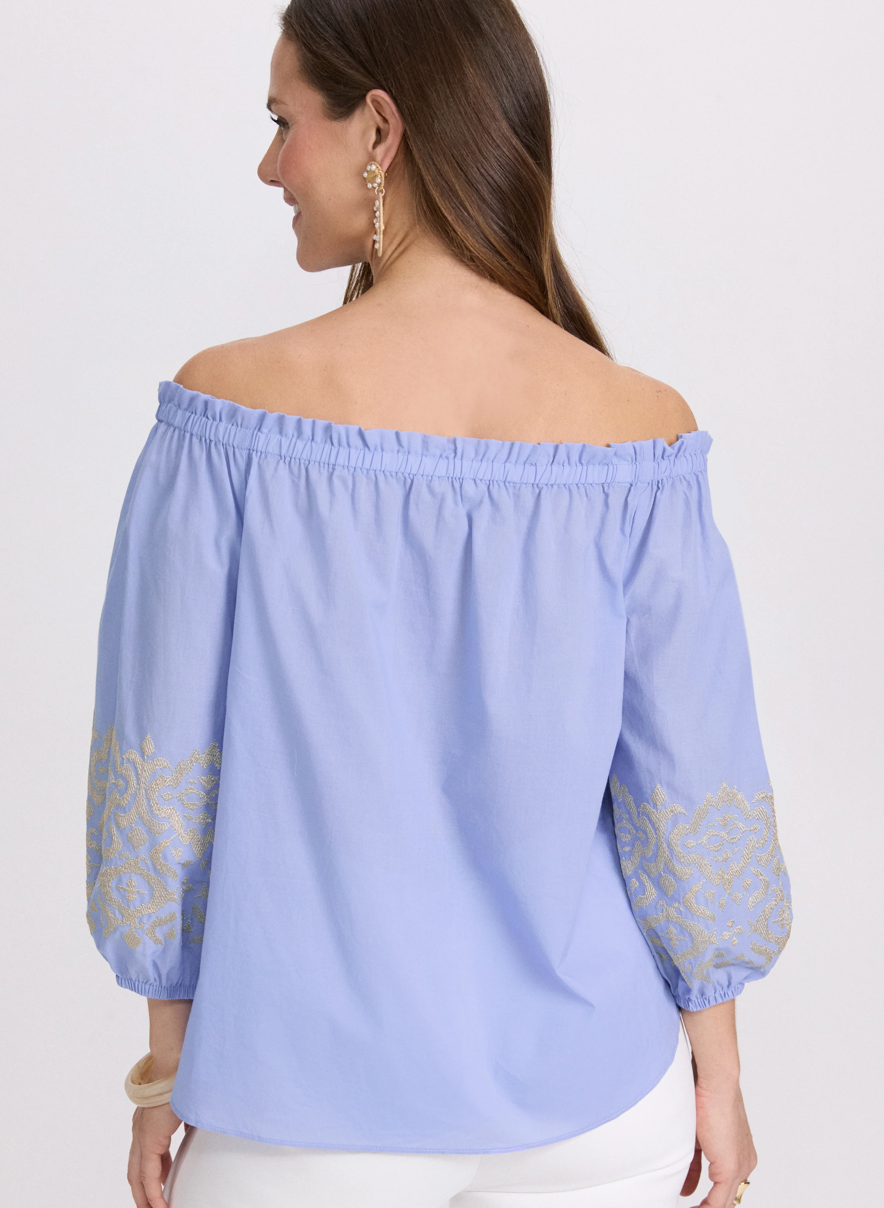 Embroidered Off-Shoulder Blouse - Image 4