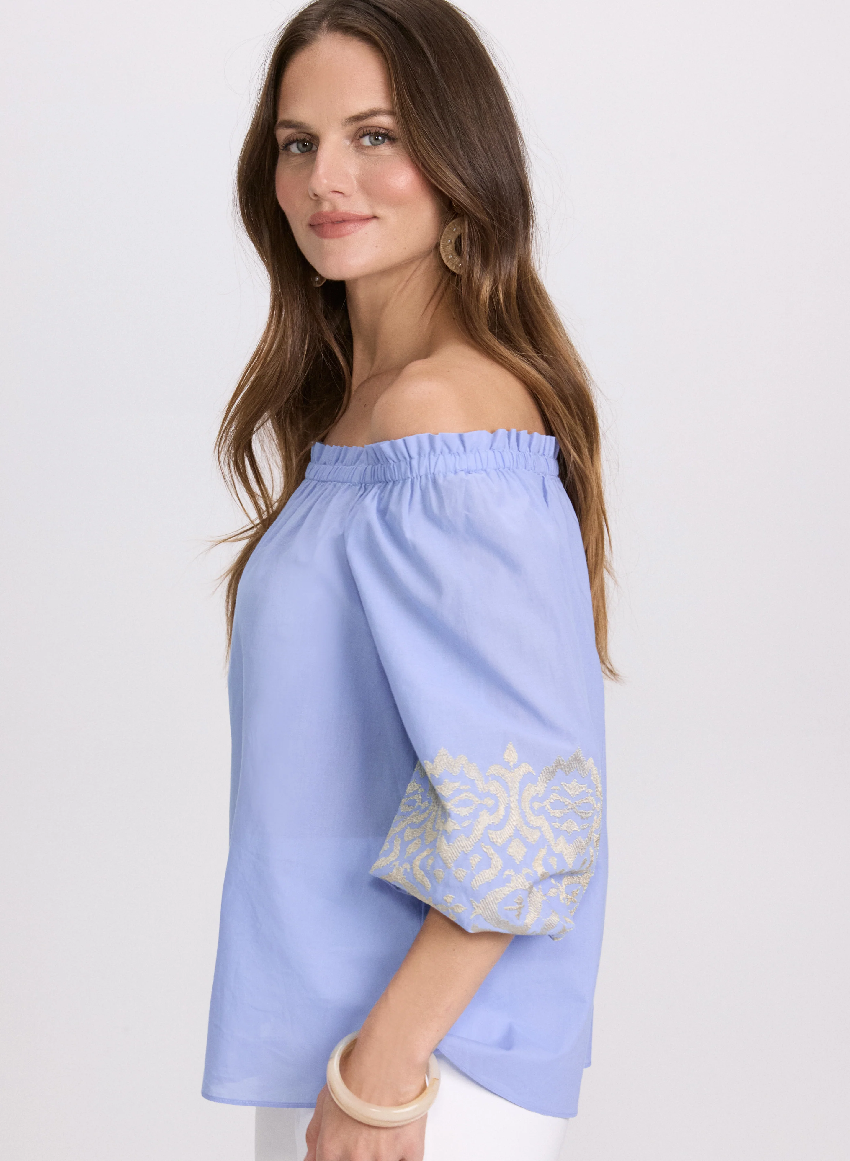 Embroidered Off-Shoulder Blouse - Image 5