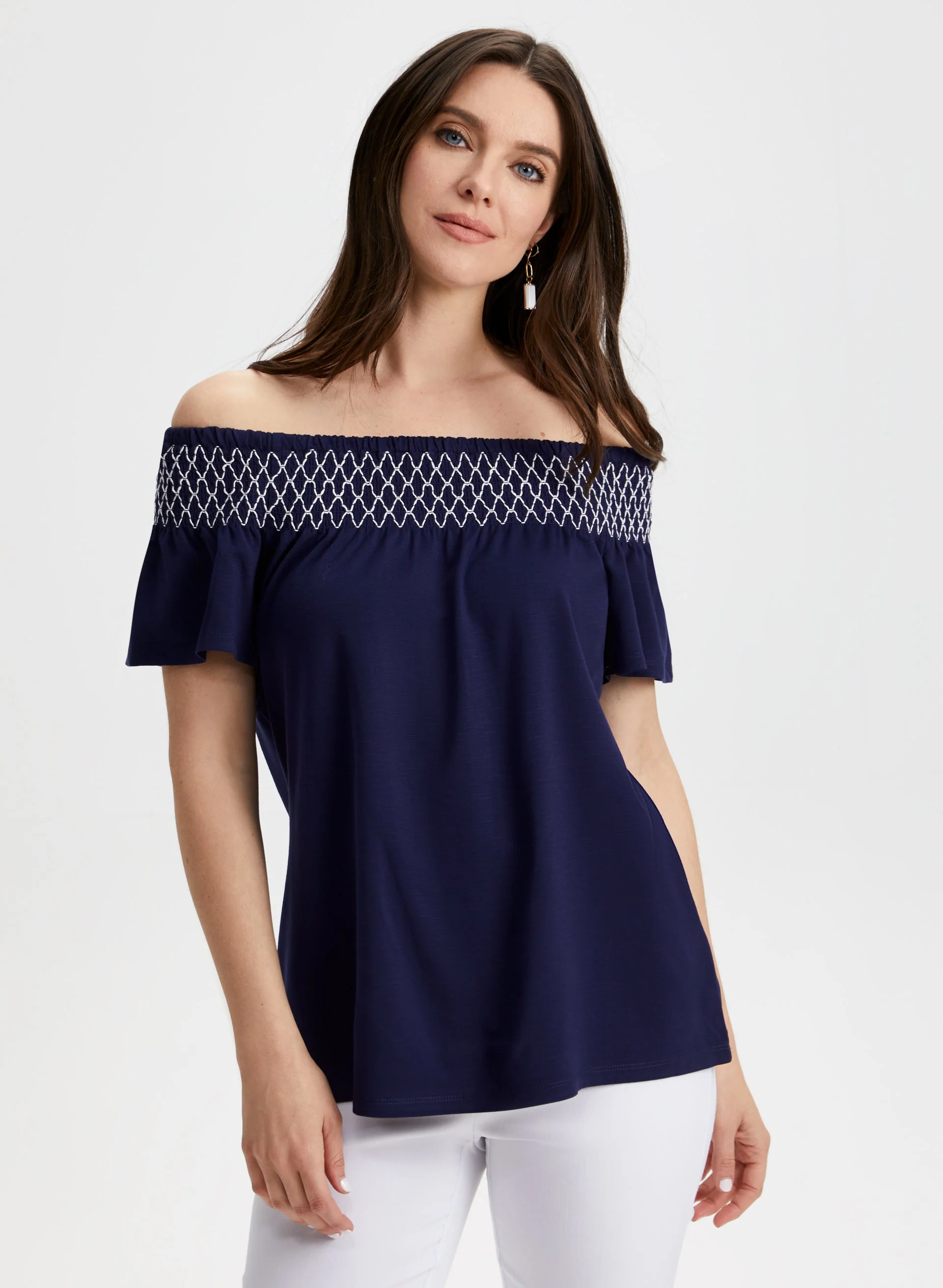 Embroidered Off-the-Shoulder Tee - Image 5