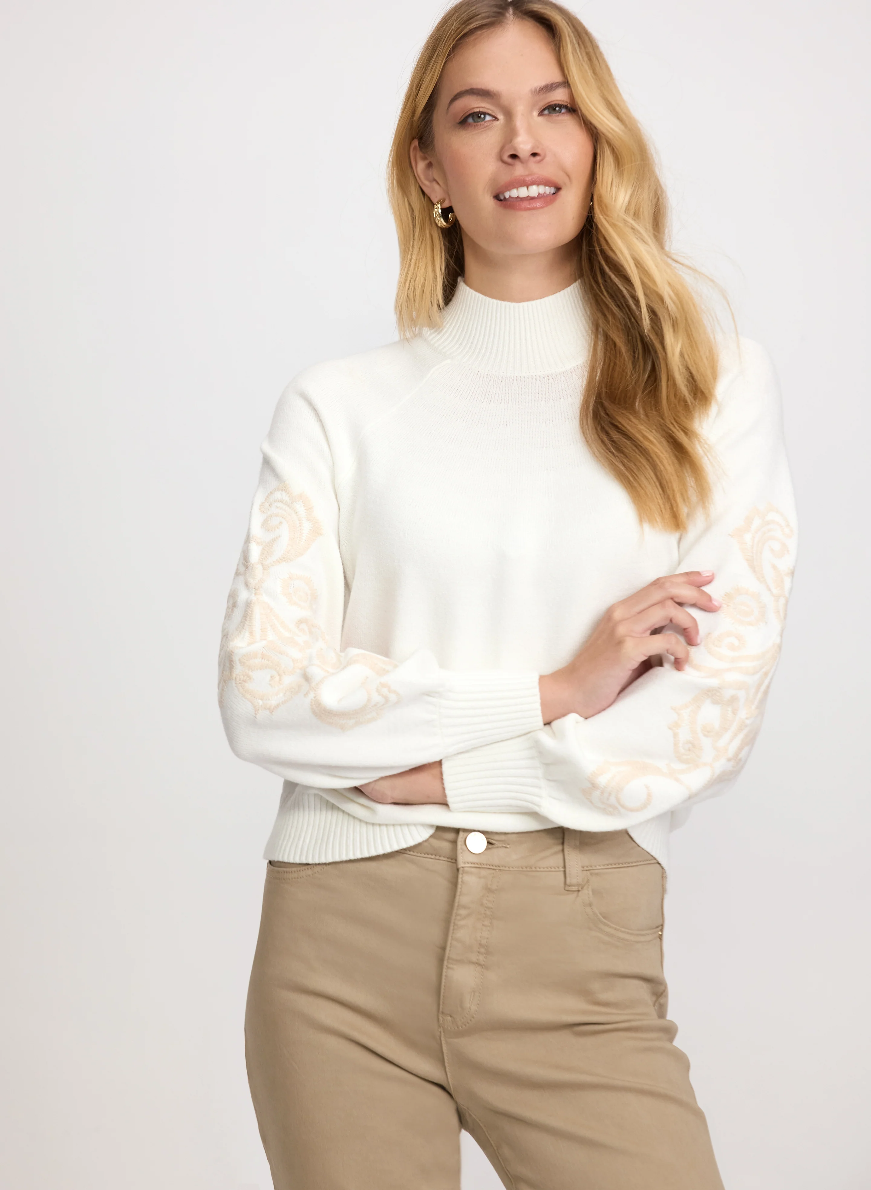 Embroidered Sleeve Sweater - Image 2