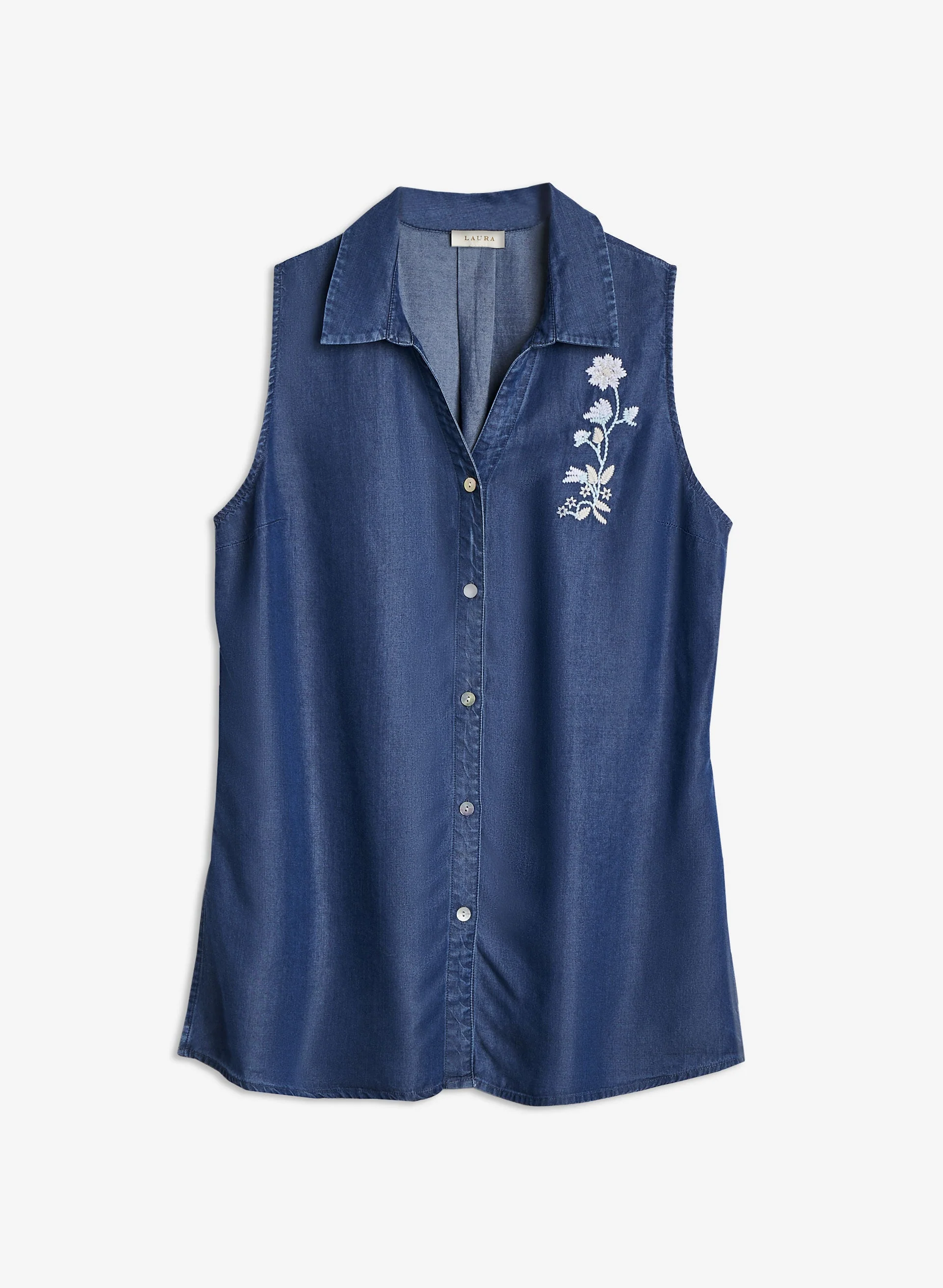 Embroidered Sleeveless Tencel Blouse - Image 5