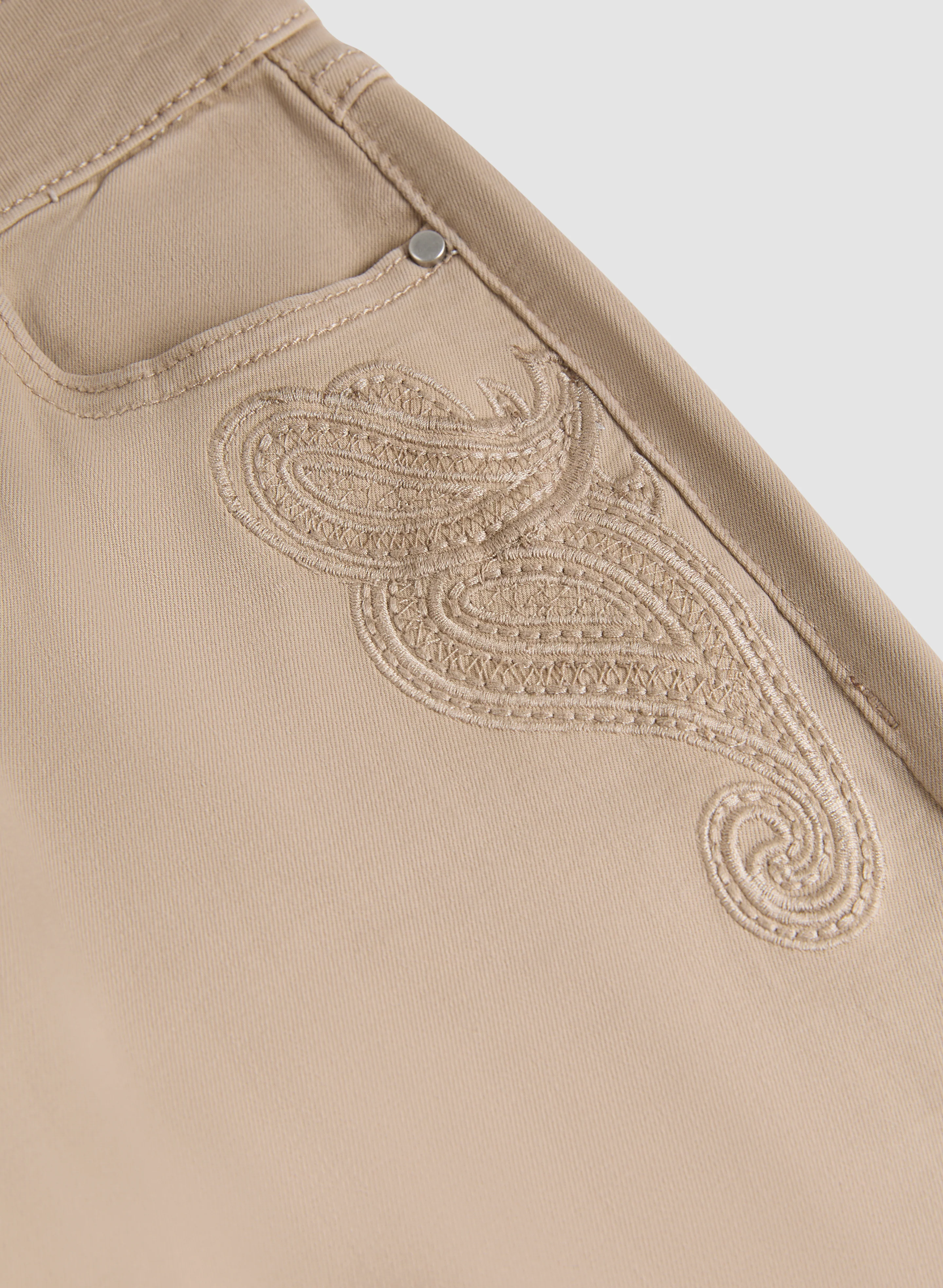 Embroidered Straight Leg Denim Pants - Image 7
