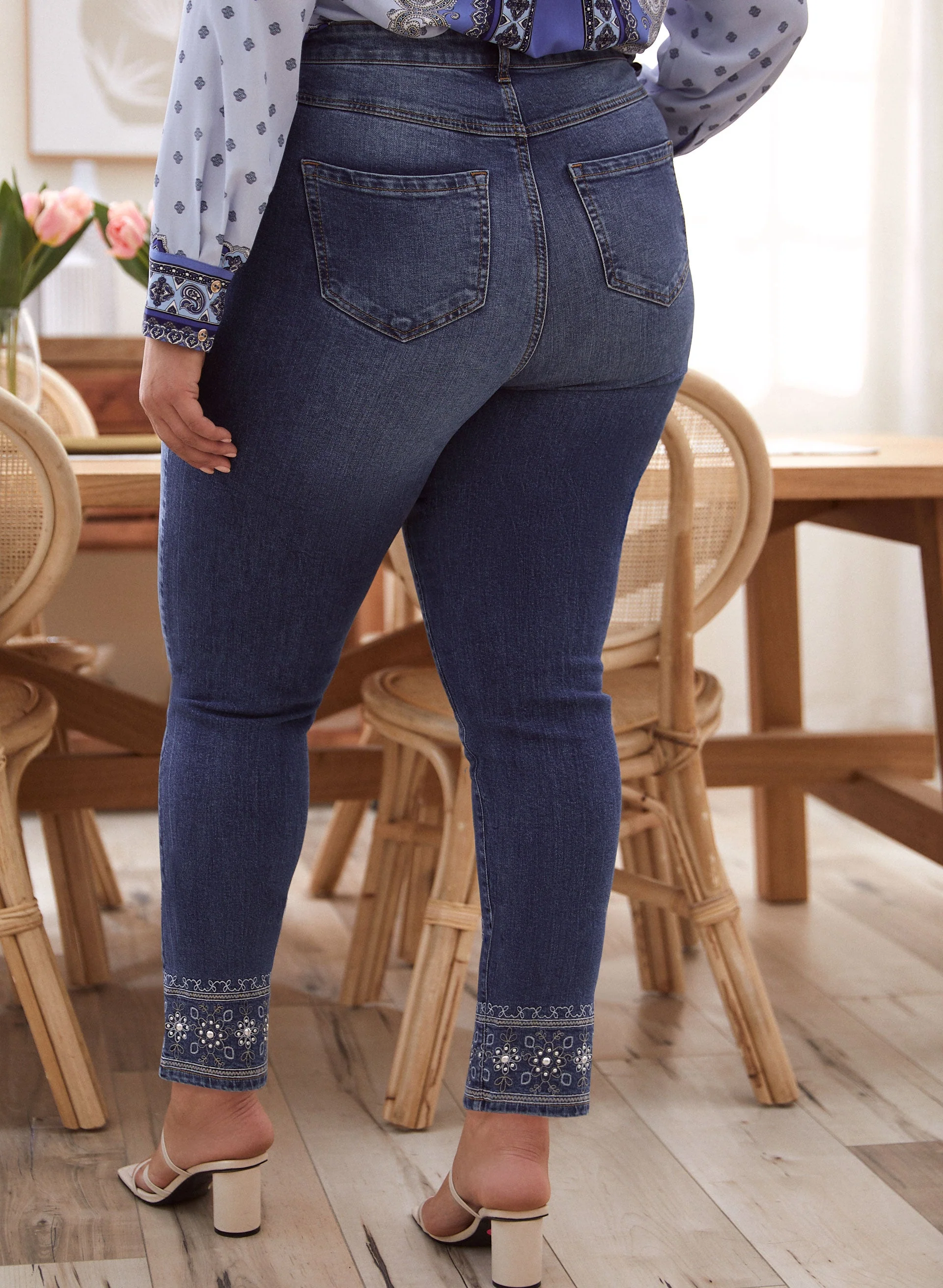 Embroidered Straight Leg Jeans - Image 4