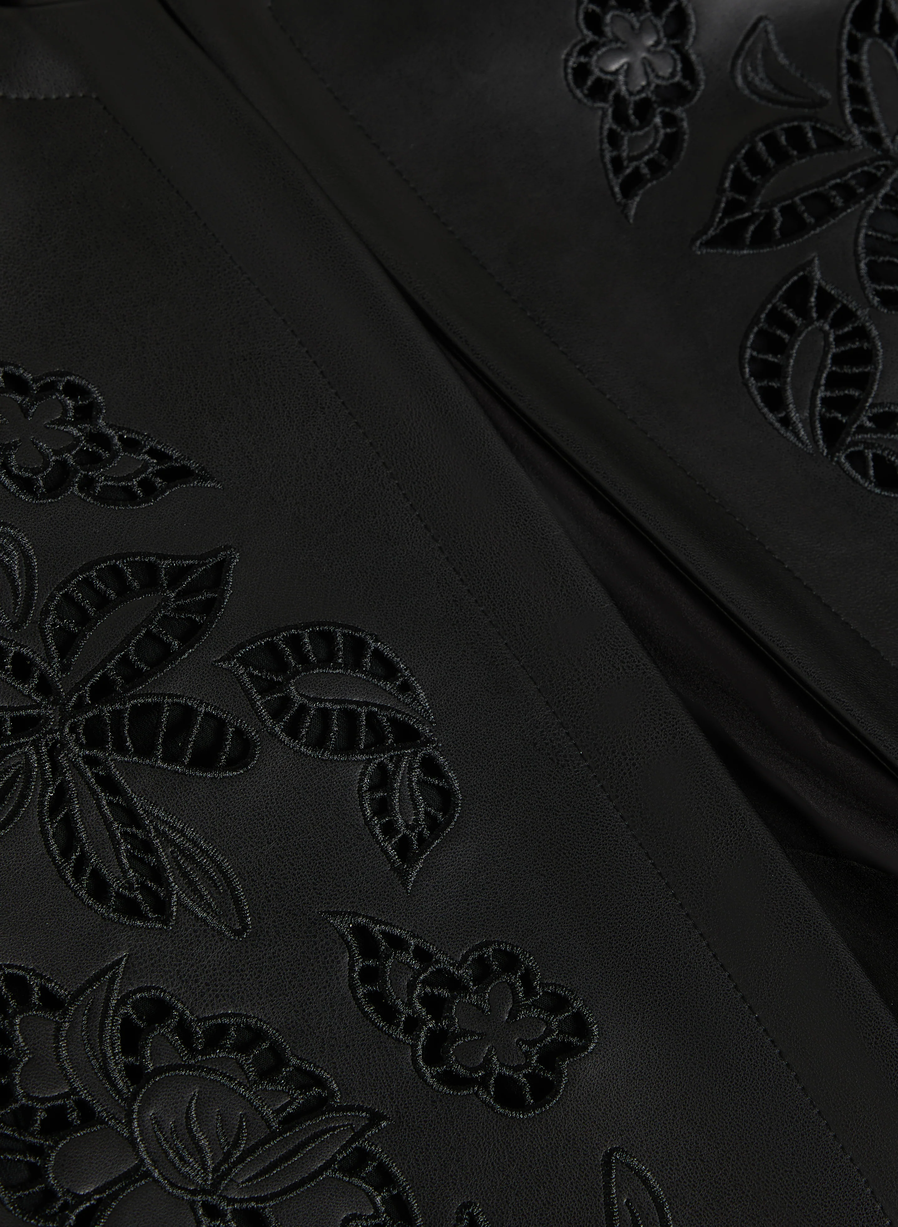 Embroidered Vegan Leather Jacket - Image 7