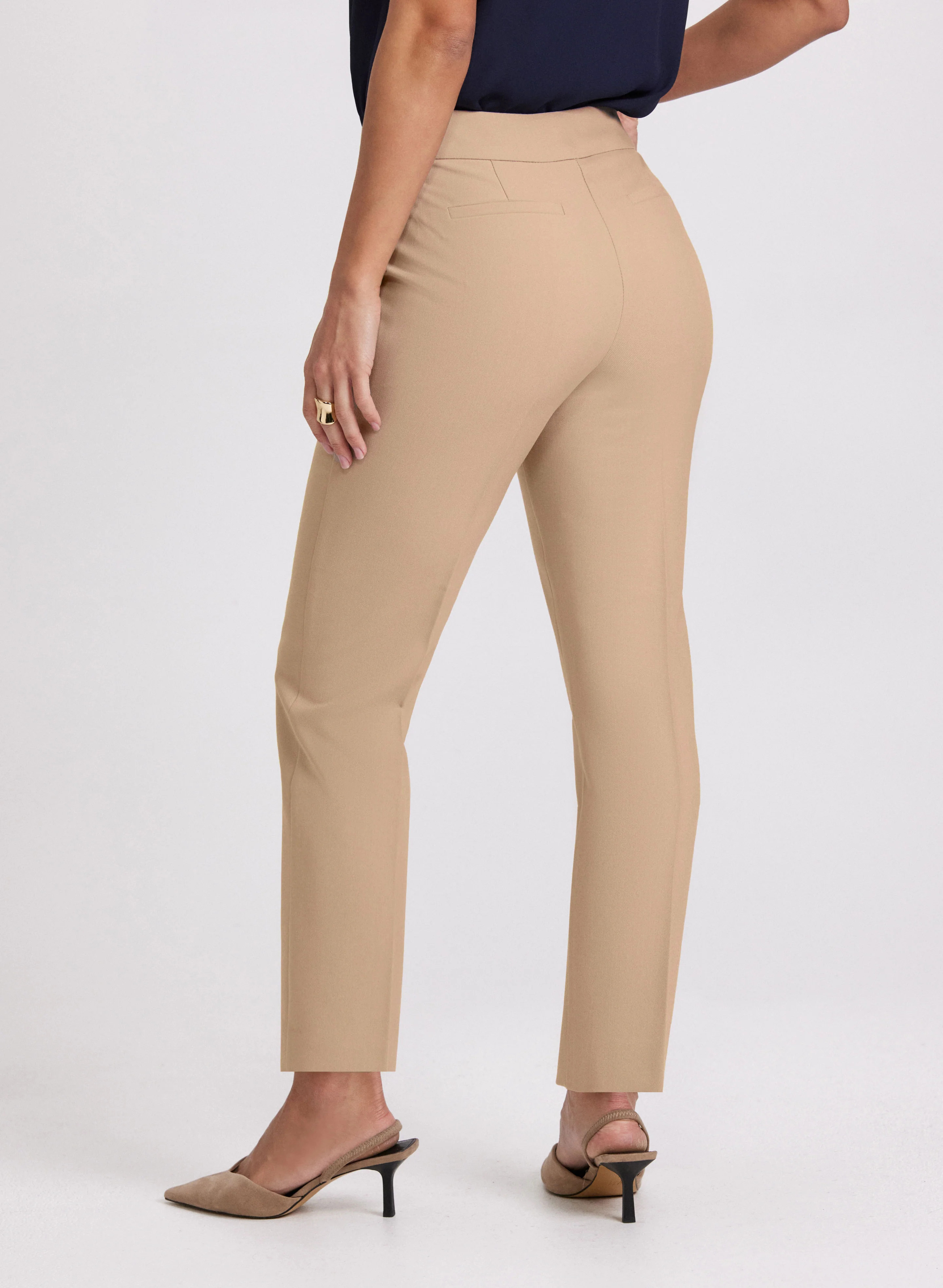Emma Embossed Button Slim-Leg Pants - Image 2