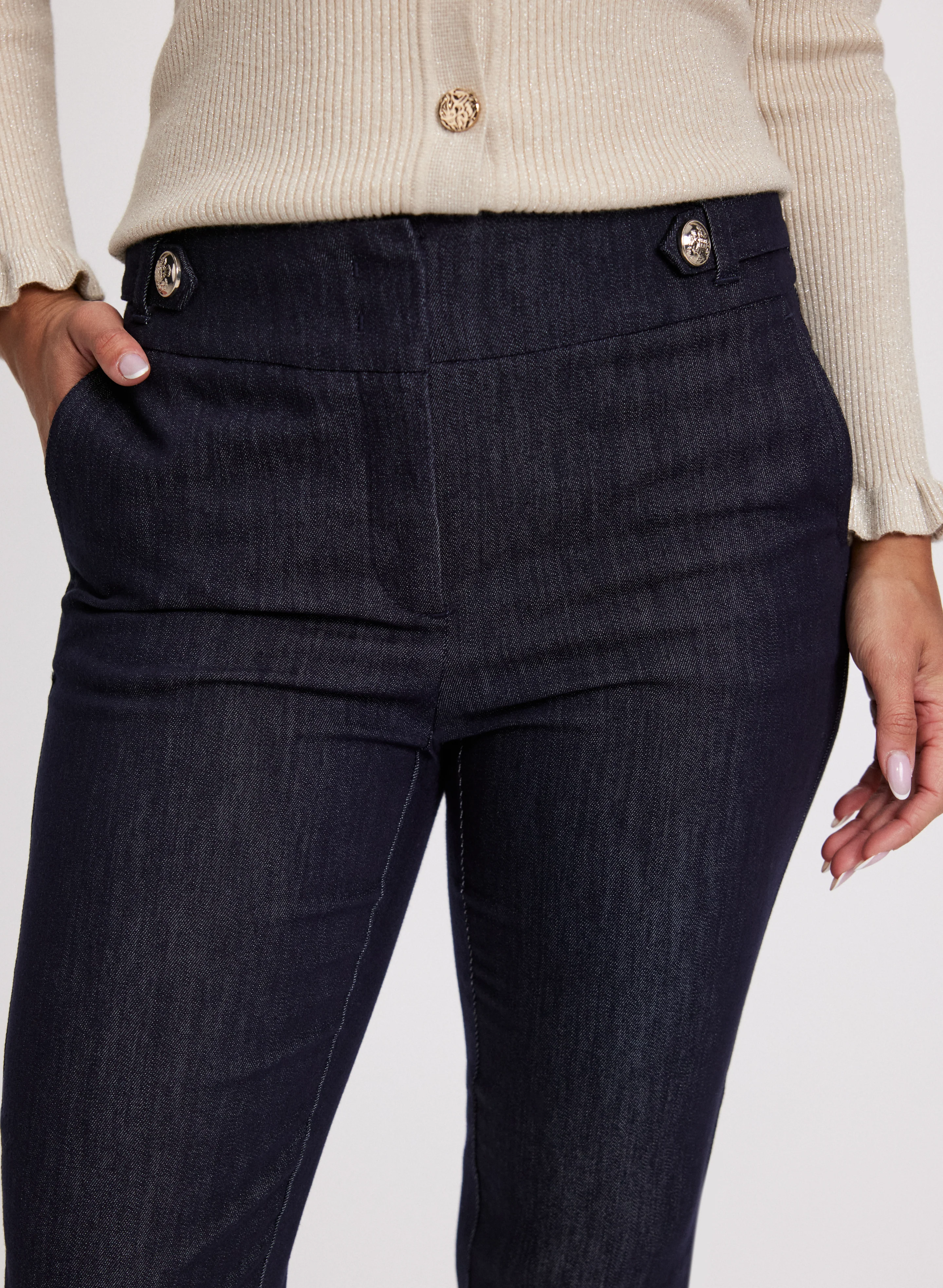 Emma Button Detail Slim-Leg Pants – Short - Image 4