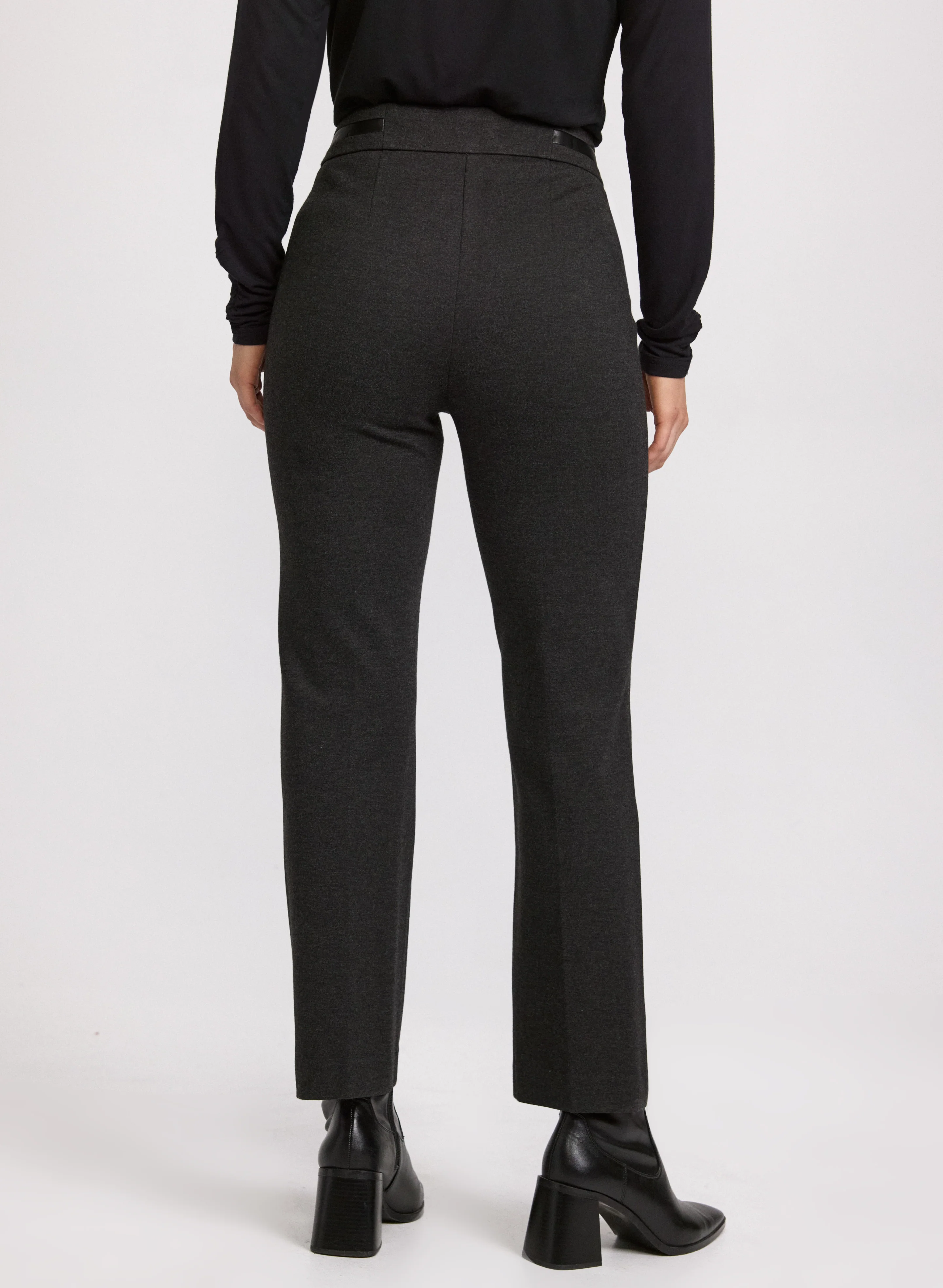 Sofia Vegan Leather Trim Straight-Leg Pants - Regular - Image 2