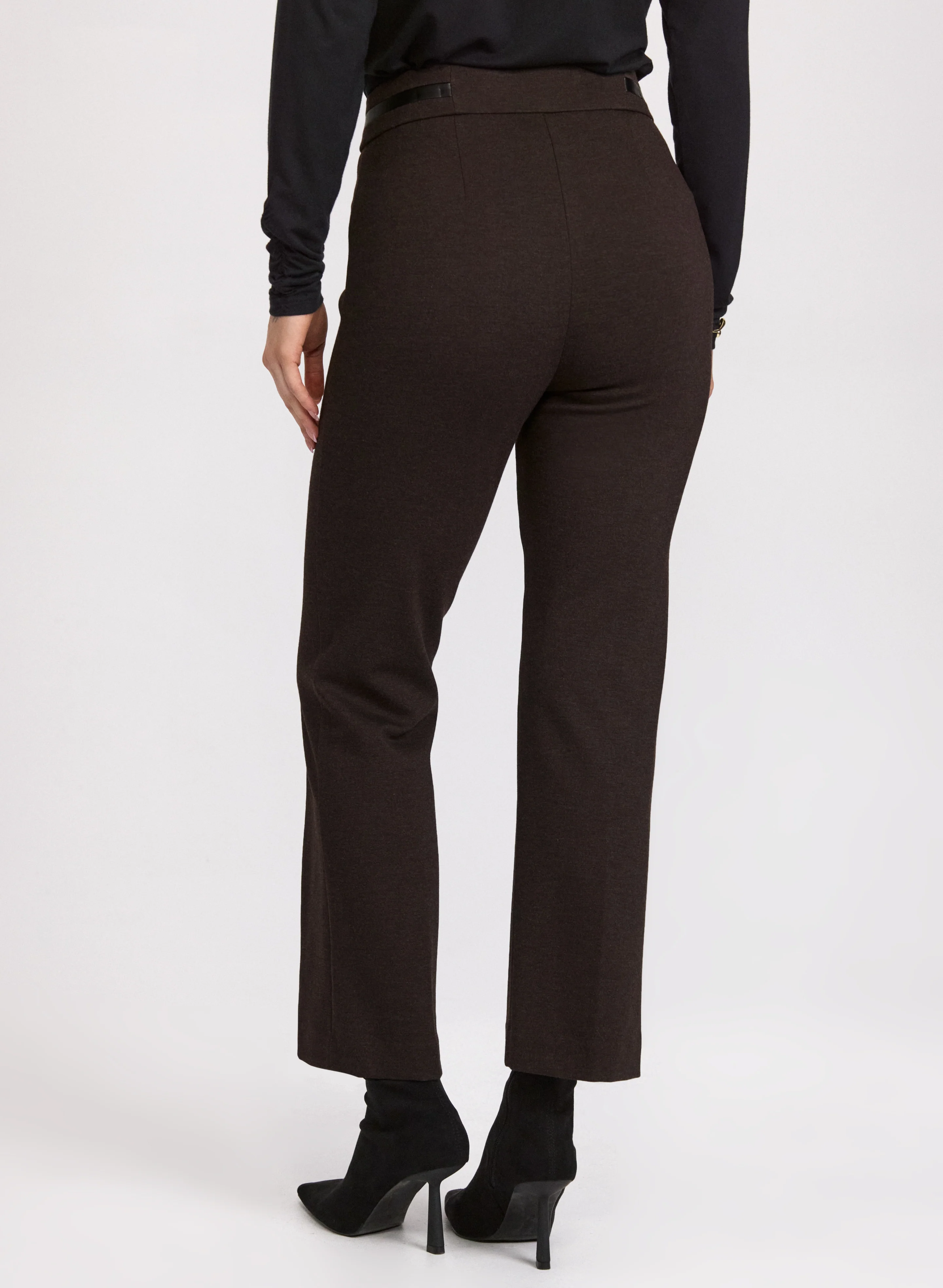 Sofia Vegan Leather Trim Straight-Leg Pants - Regular - Image 2