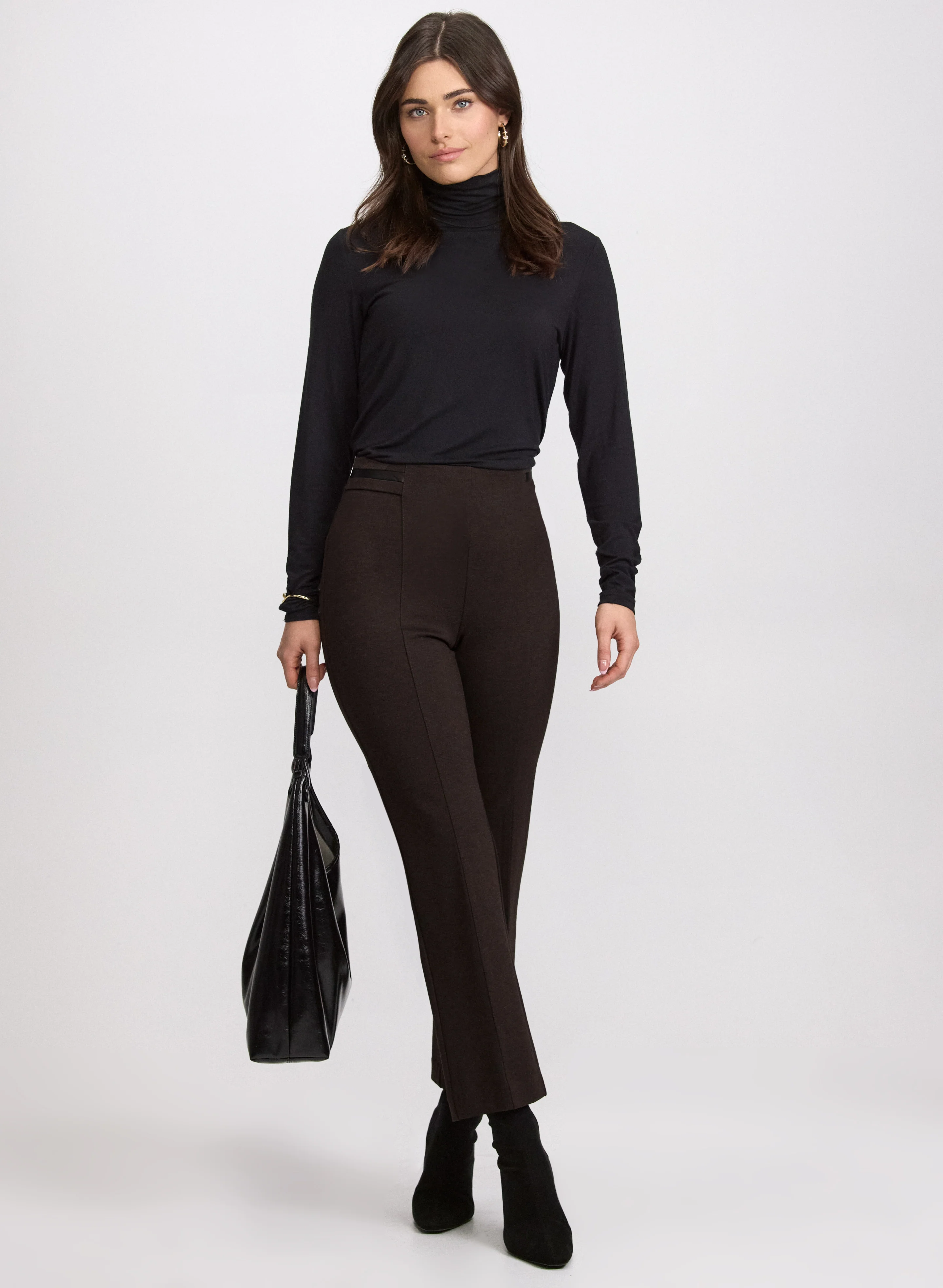 Sofia Vegan Leather Trim Straight-Leg Pants - Regular - Image 5