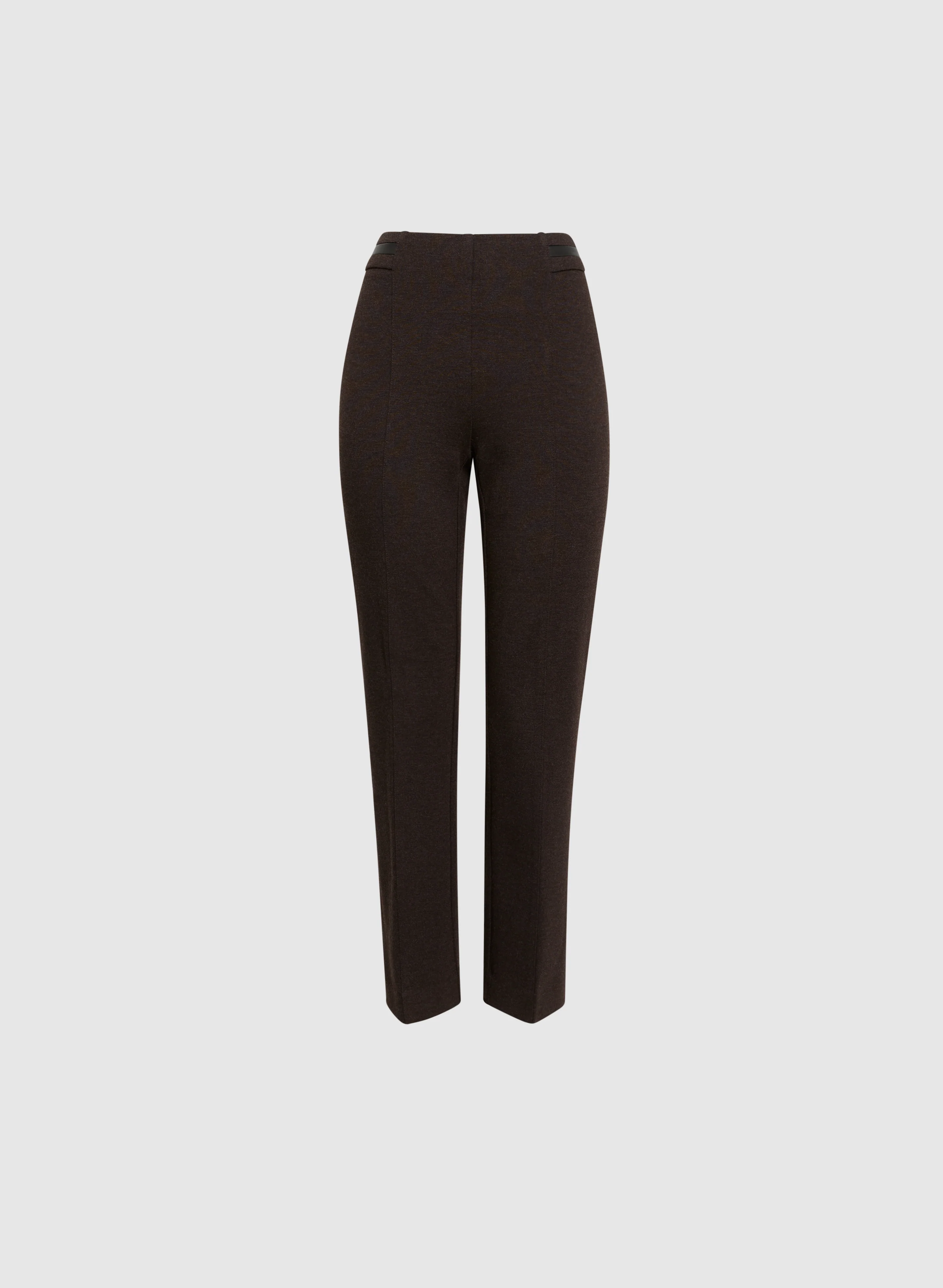 Sofia Vegan Leather Trim Straight-Leg Pants - Regular - Image 6