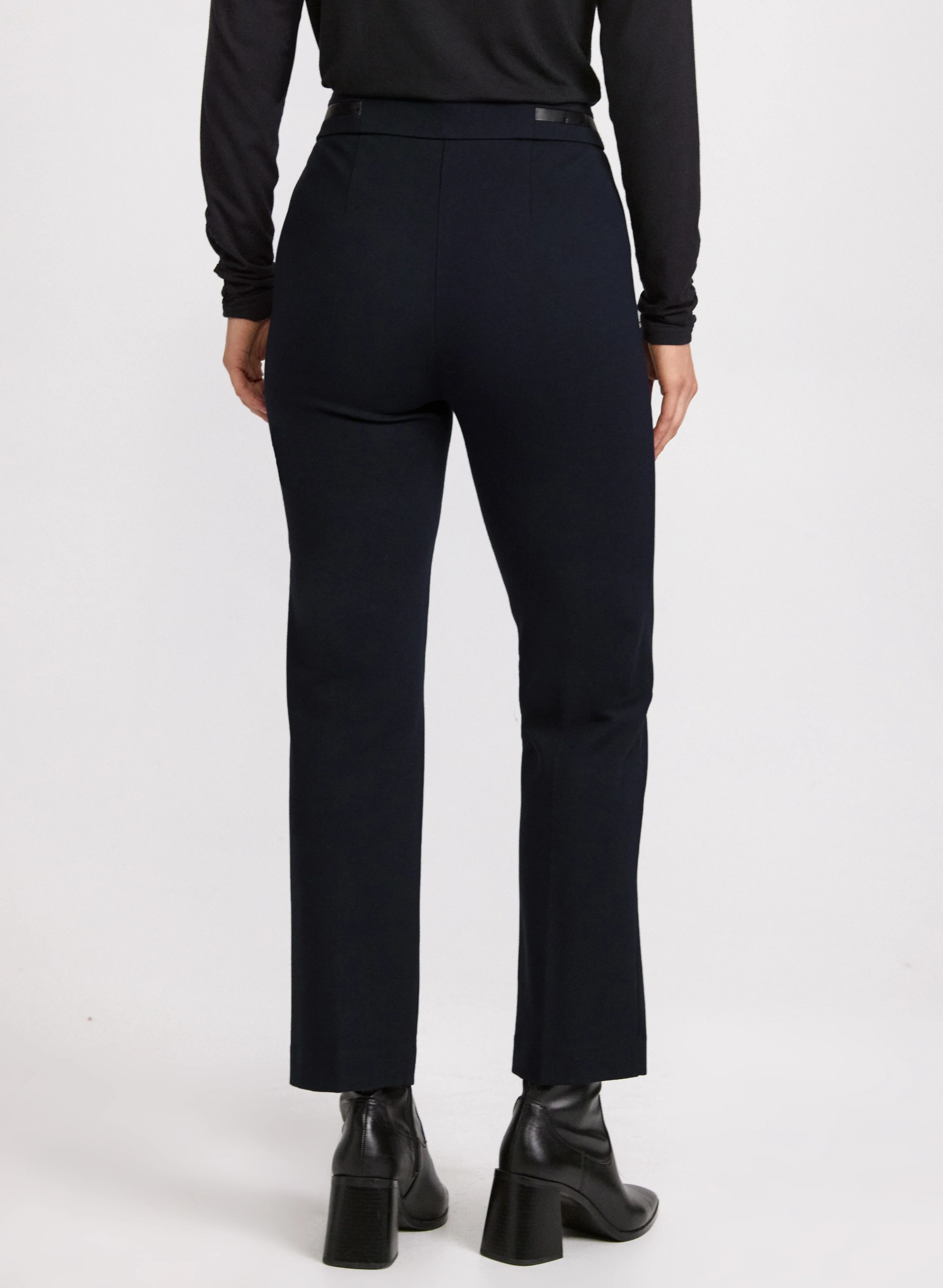 Sofia Vegan Leather Trim Straight-Leg Pants - Regular - Image 2