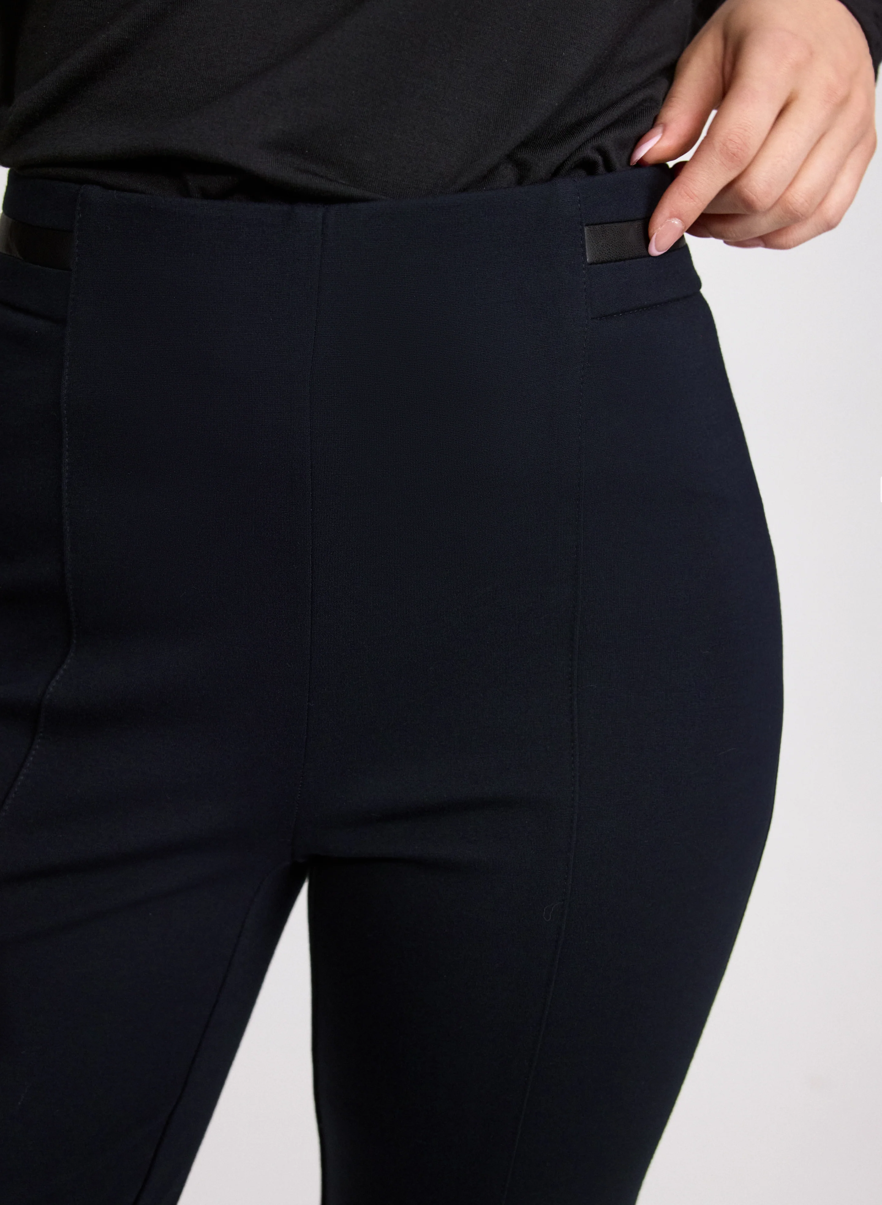 Sofia Vegan Leather Trim Straight-Leg Pants - Regular - Image 5
