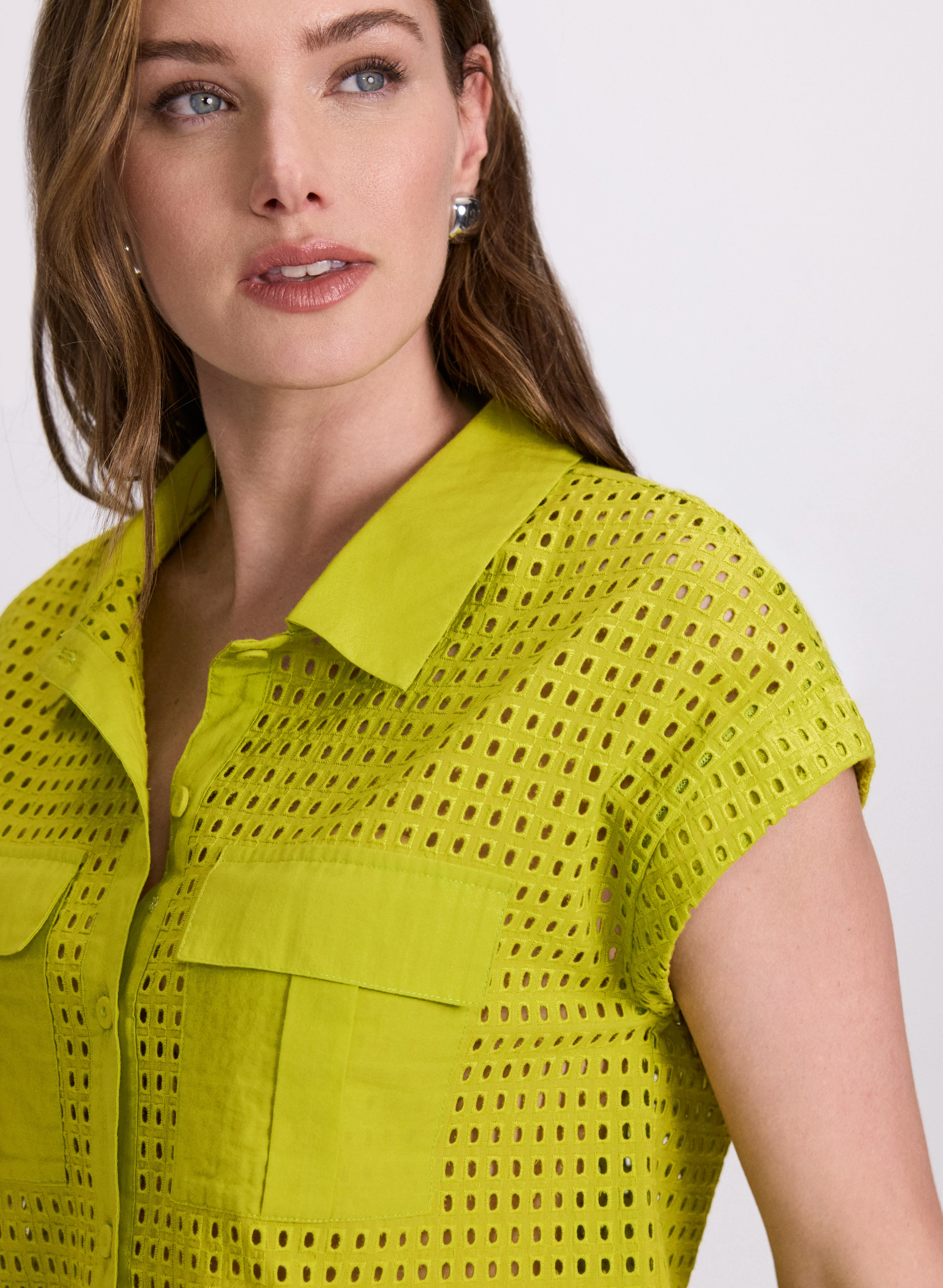 Eyelet Button-Down Blouse - Image 2