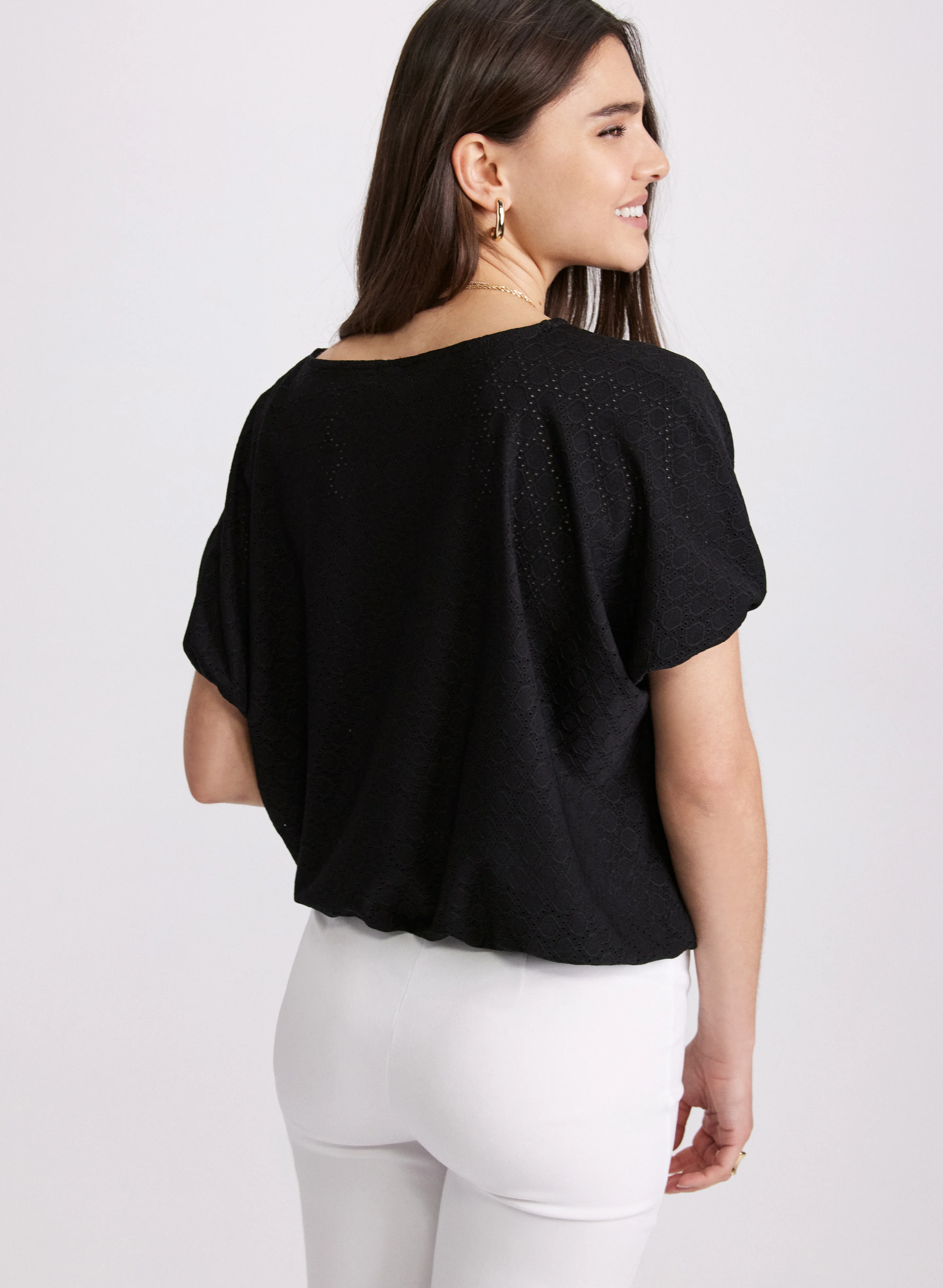 Eyelet Short Sleeve Top - Image 4