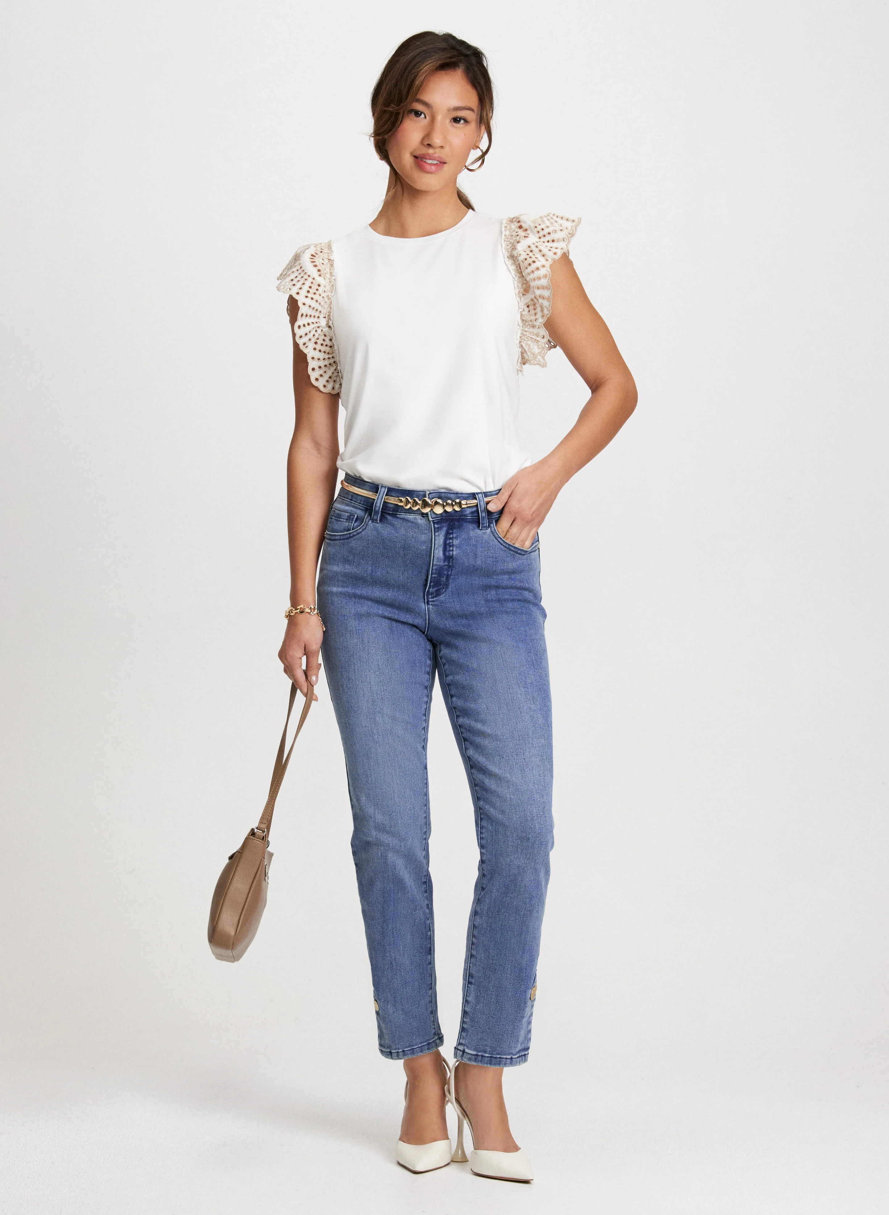Ruffled Eyelet Sleeve Tee - Image 3