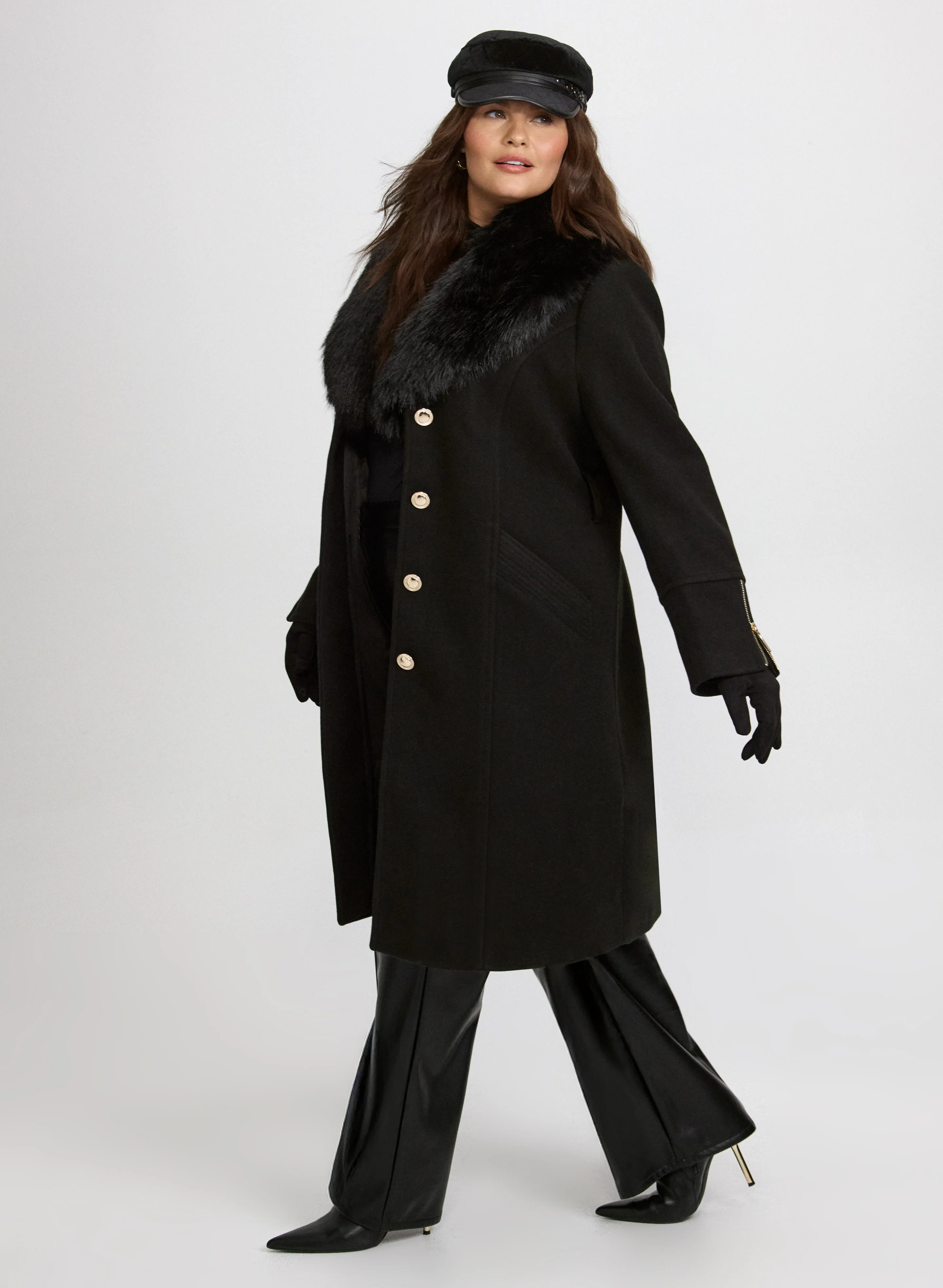 Faux-Fur Collar Coat - Image 13