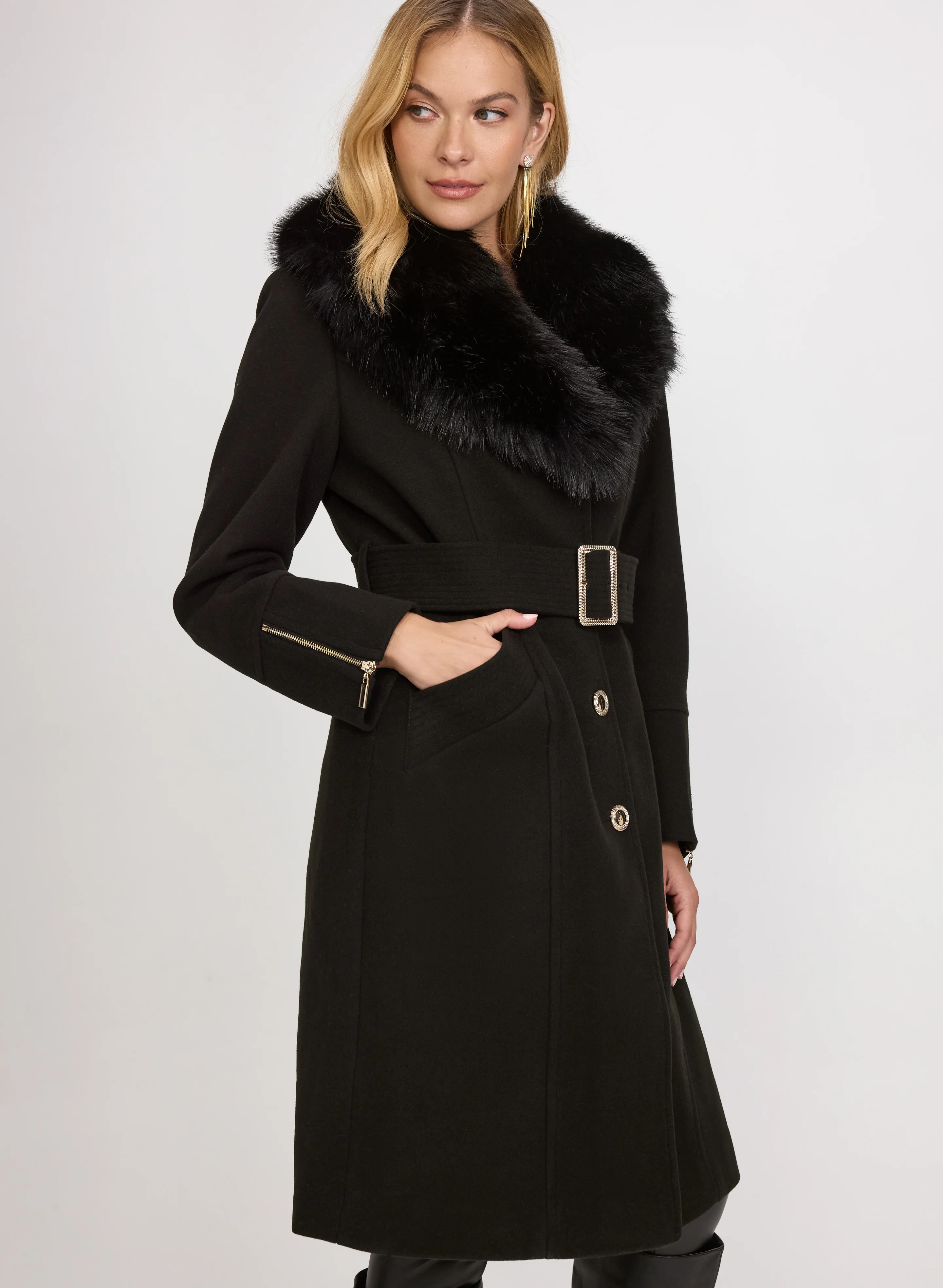 Faux-Fur Collar Coat - Image 4