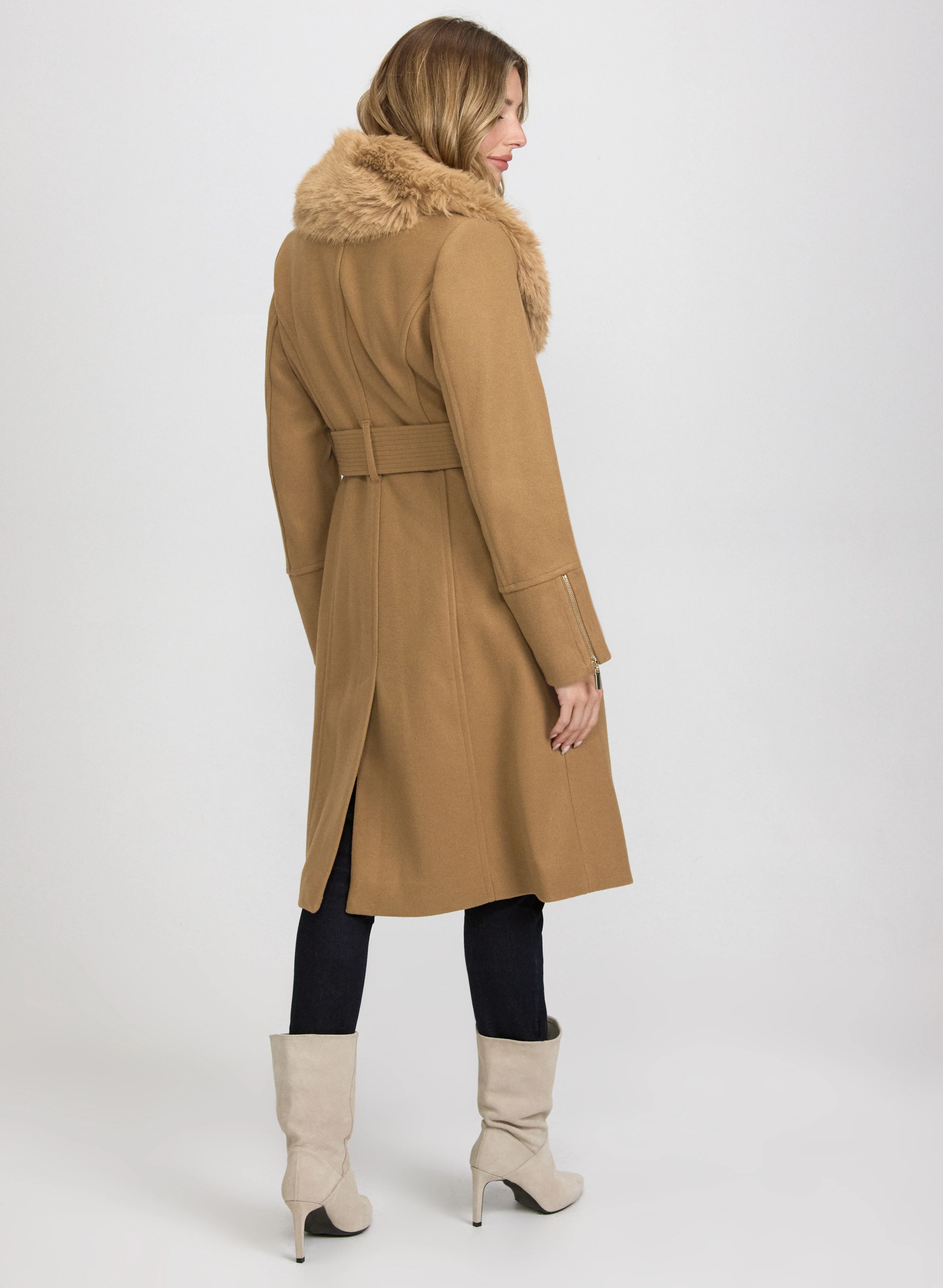 Faux-Fur Collar Coat - Image 11