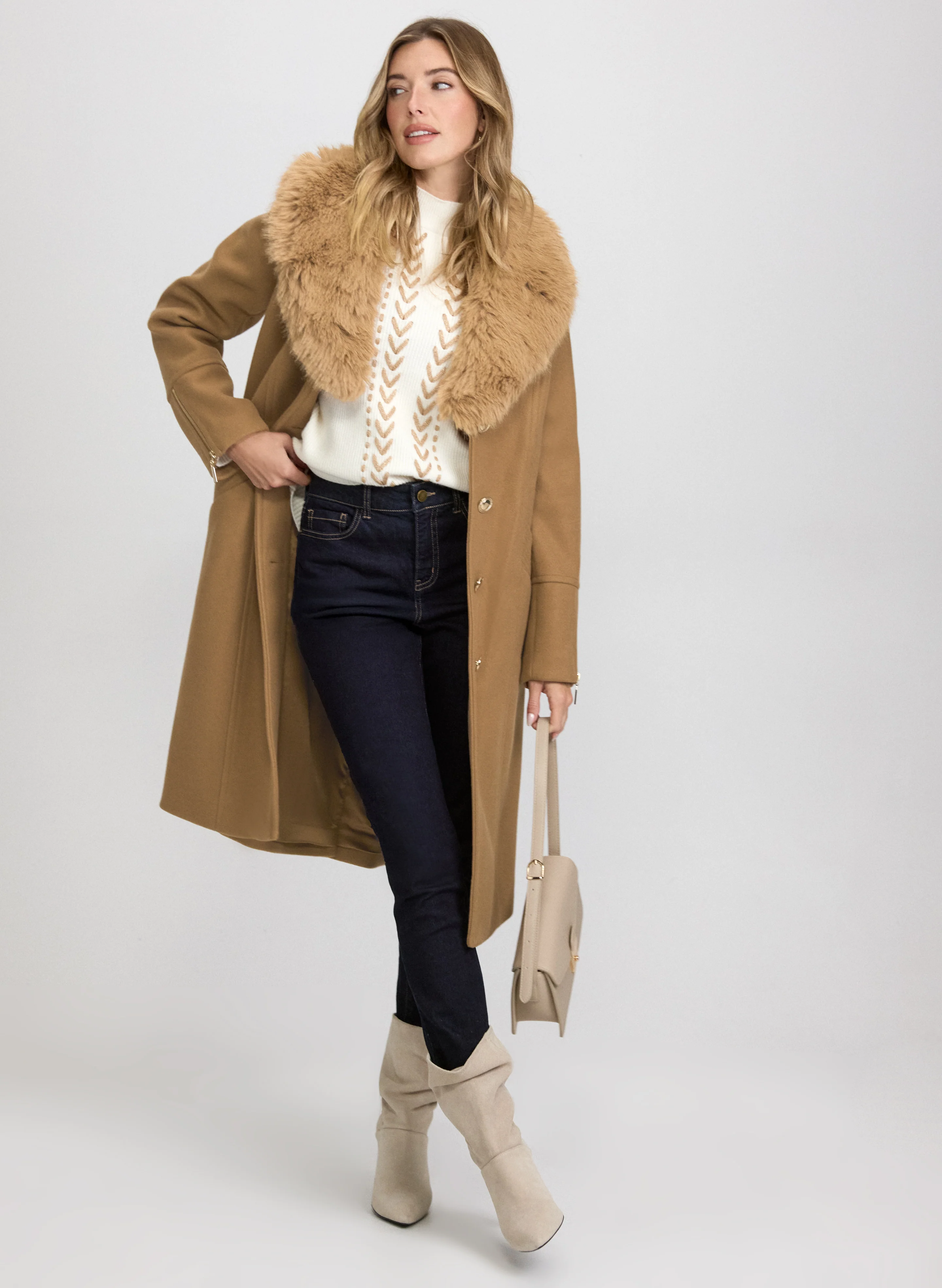Faux-Fur Collar Coat - Image 3