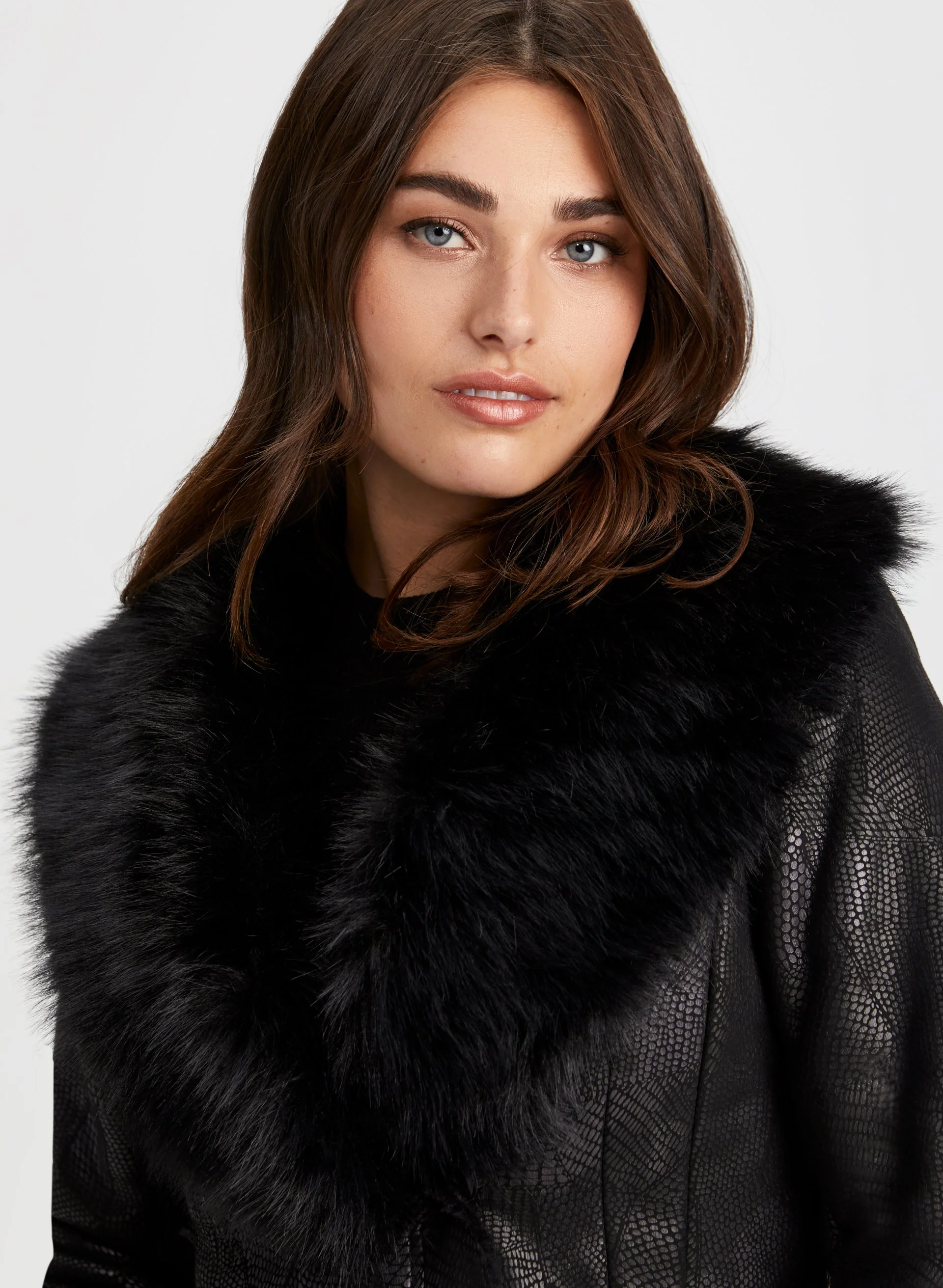 Embossed Faux Shearling Coat - Image 5