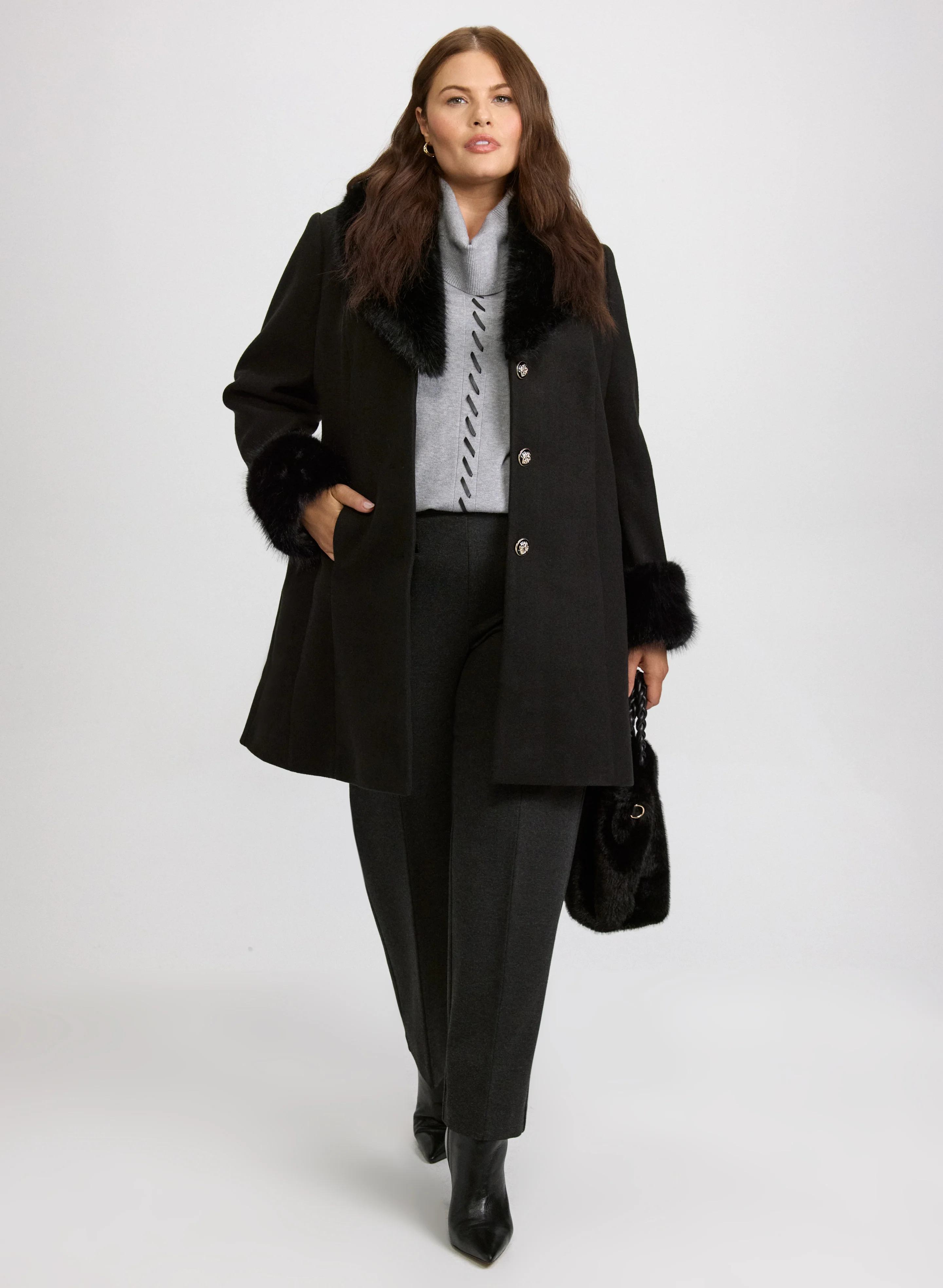 Faux-Fur Detail Coat - Image 10