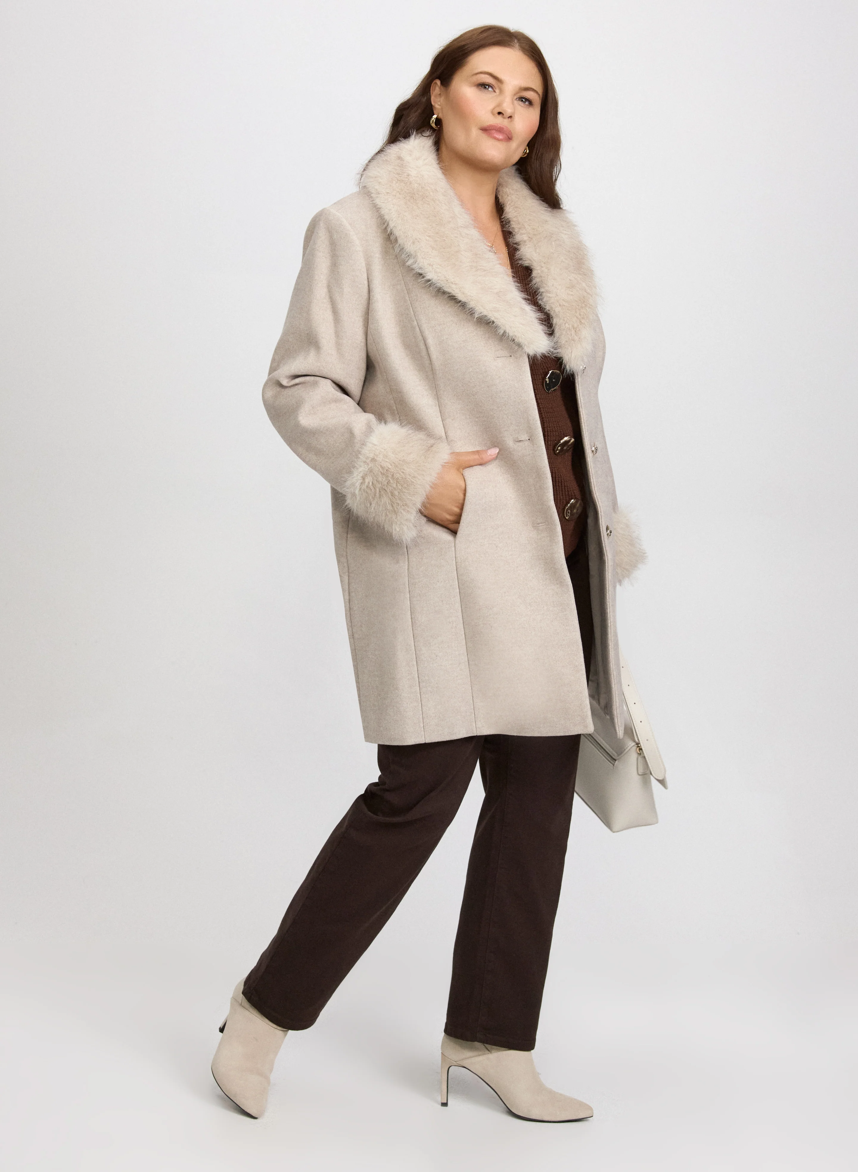 Faux-Fur Detail Coat - Image 14