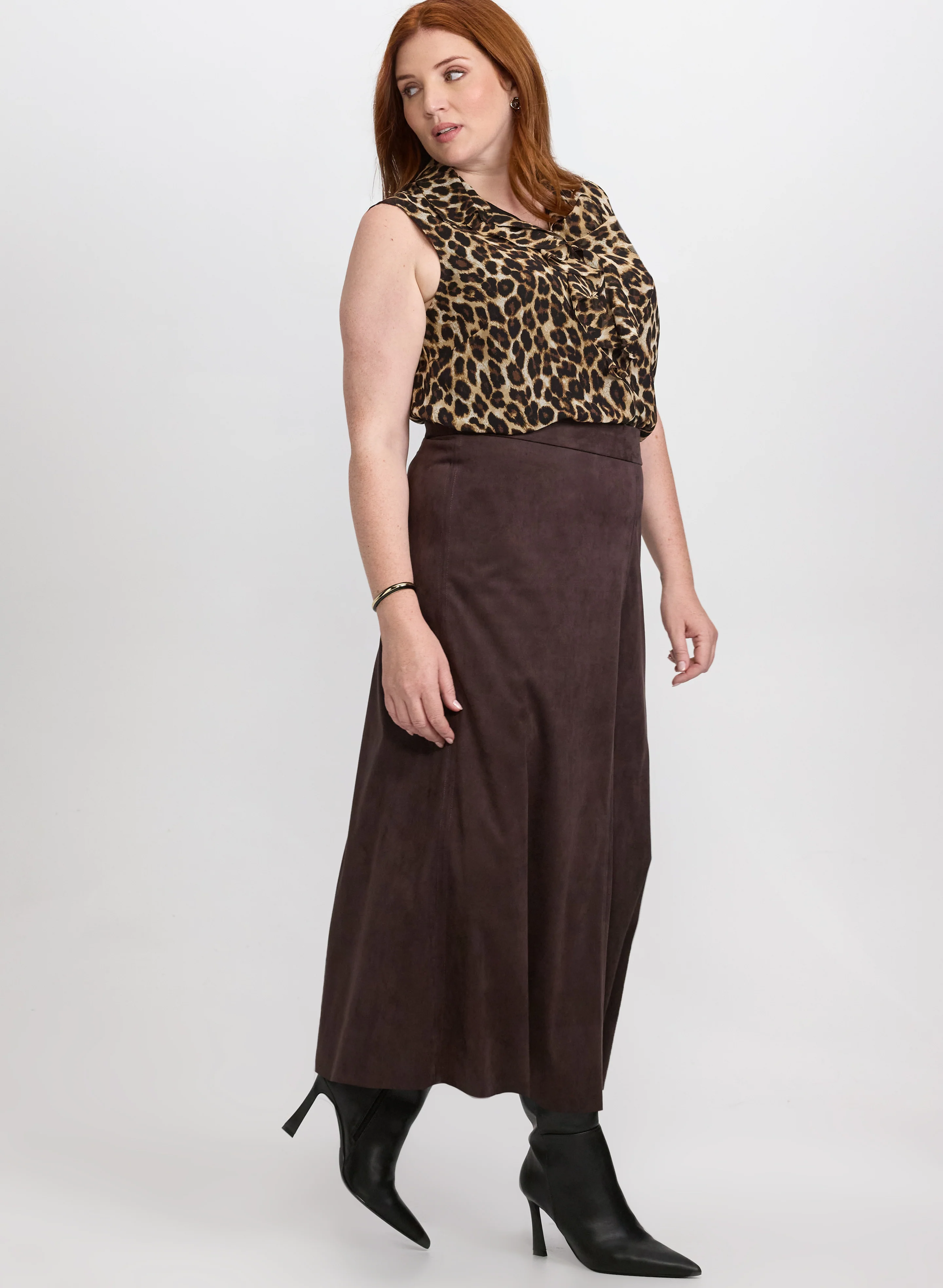 Faux-Suede Midi Skirt - Image 2